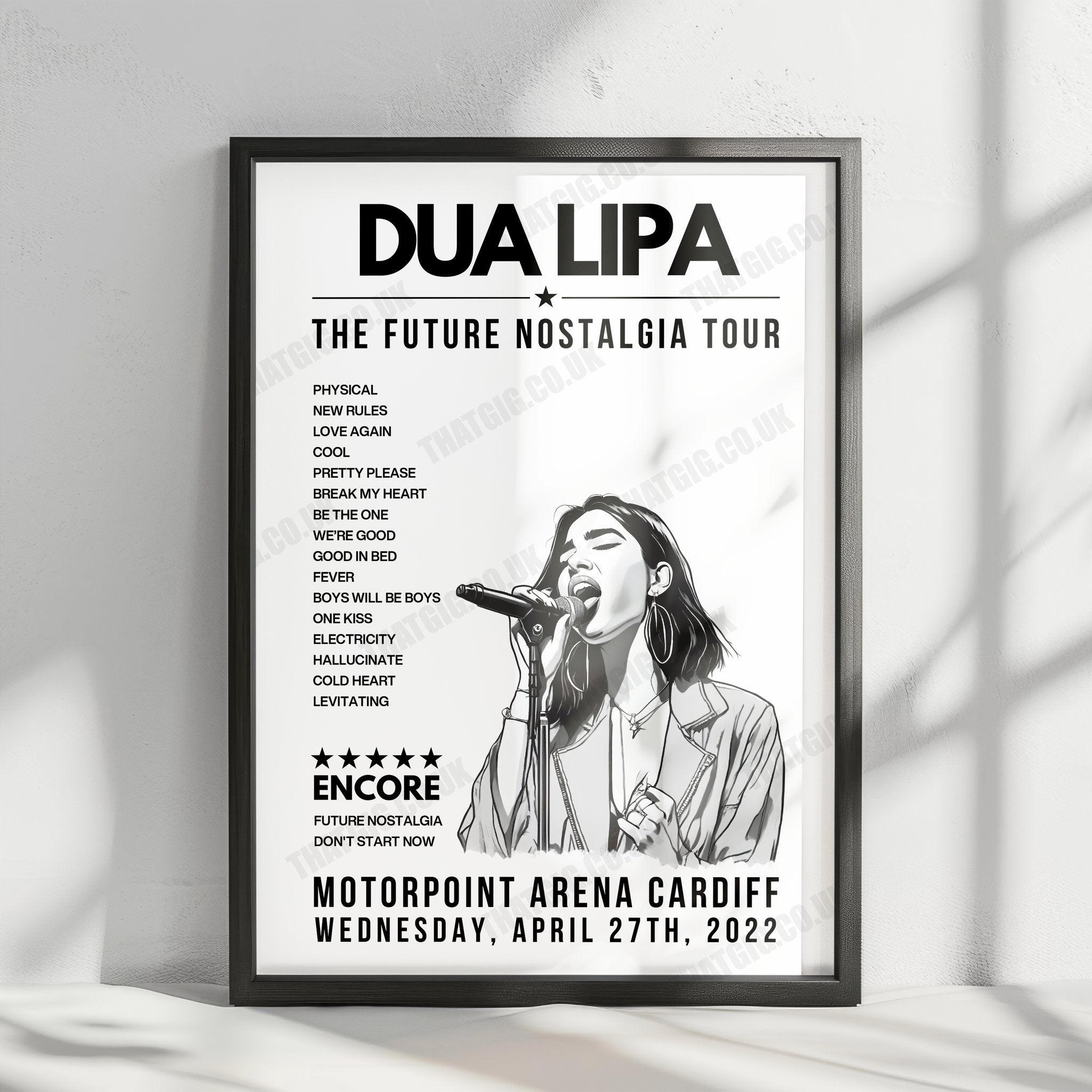 Dua Lipa Setlist Poster - Motorpoint Arena Cardiff - April 27th, 2022