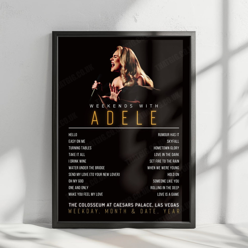Adele Setlist Poster - The Colosseum at Caesars Palace, Las Vegas - February 23rd, 2024