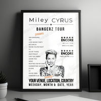 Miley Cyrus Setlist Poster - Napa Valley Expo, Napa - September 4th, 2021