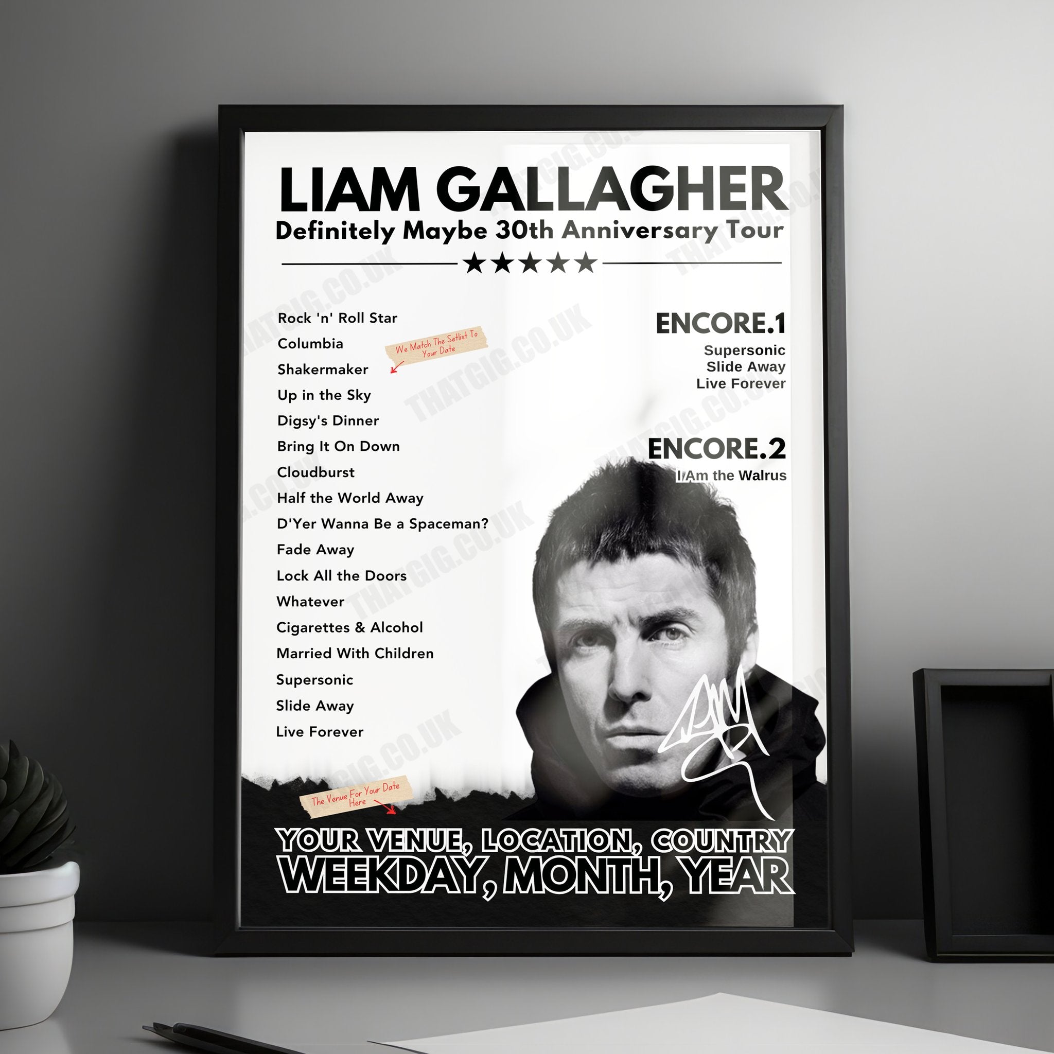 Liam Gallagher Setlist Poster - The O2 Arena, London - June 6th, 2024