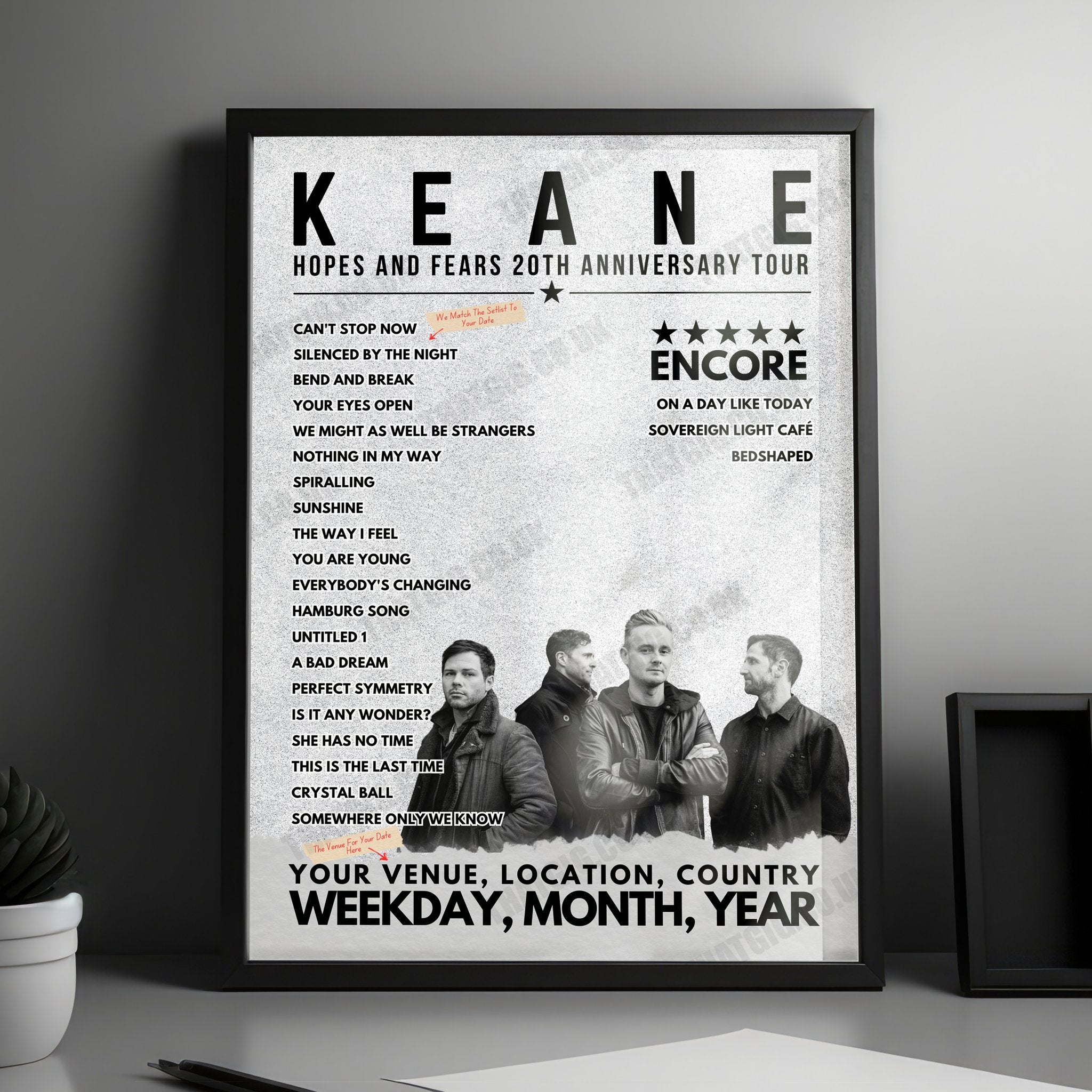 Keane Setlist Poster - Radio City Music Hall, New York, NY - September 24th, 2024