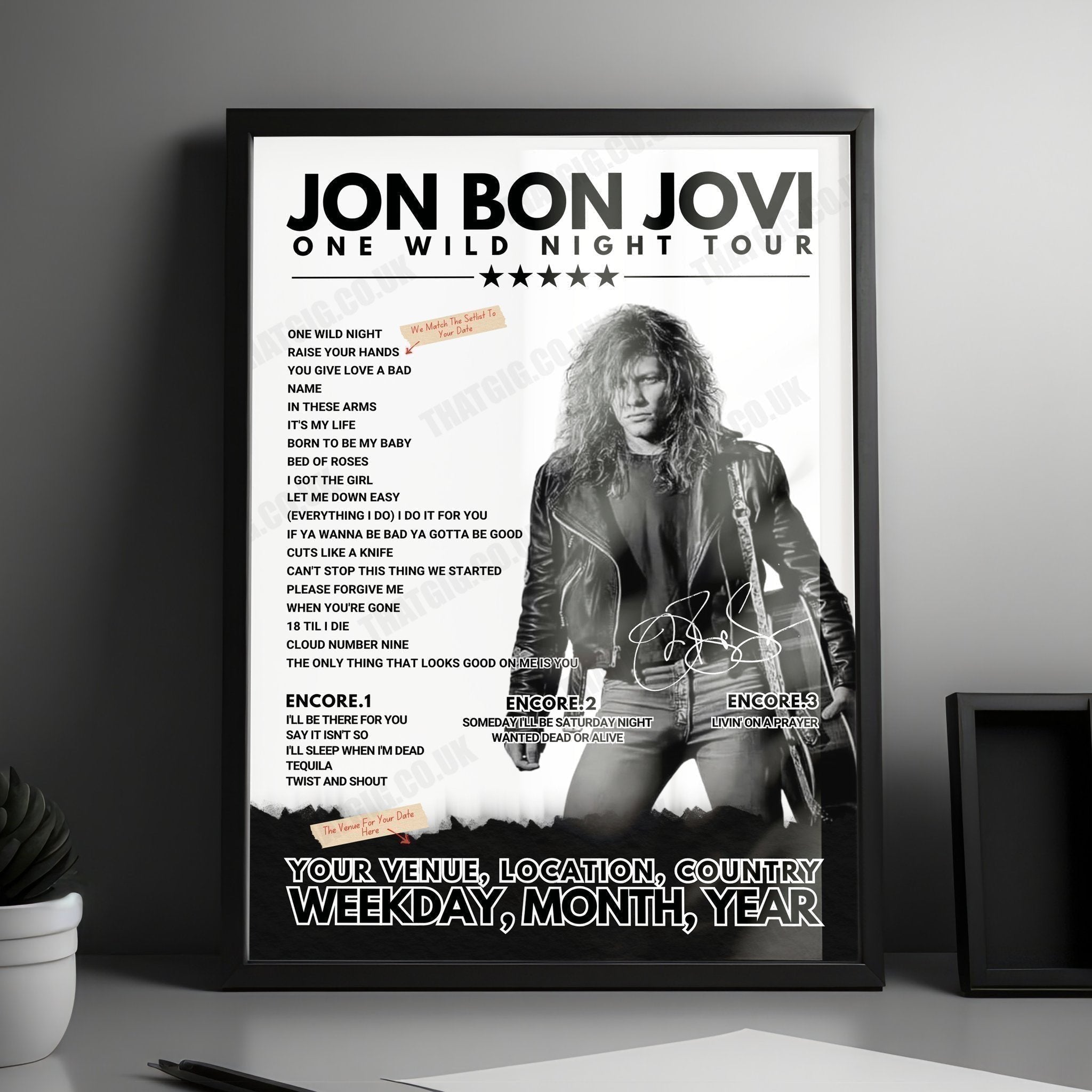 Bon Jovi Setlist Poster - Hyde Park, London - July 5th, 2013