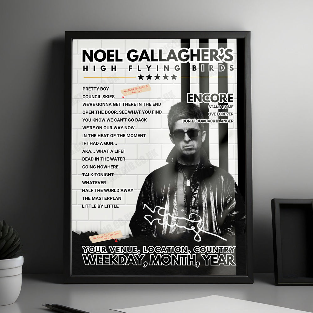 Noel Gallagher’s High Flying Birds Setlist Poster - Lowther Deer Park, Penrith, England - August 2nd, 2024