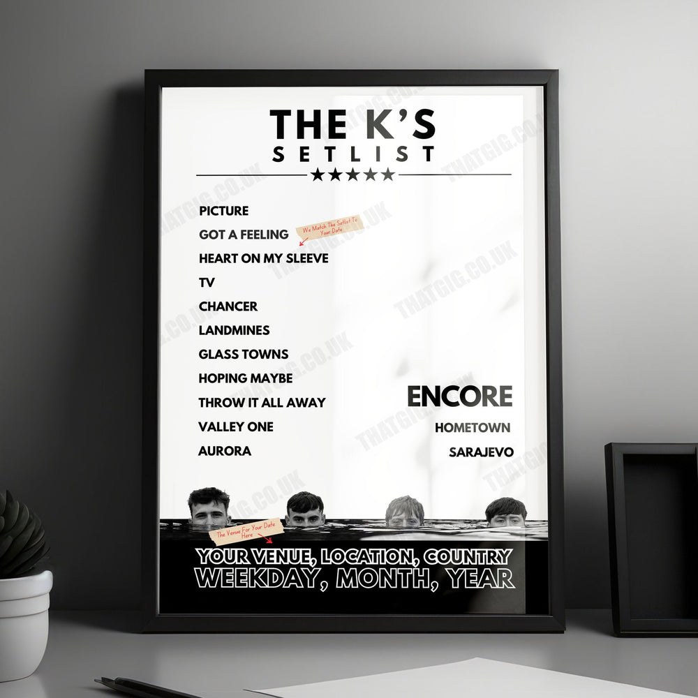 The K's Setlist Poster - Teesside University Student Union, Middlesbrough, England - November 28th, 2024