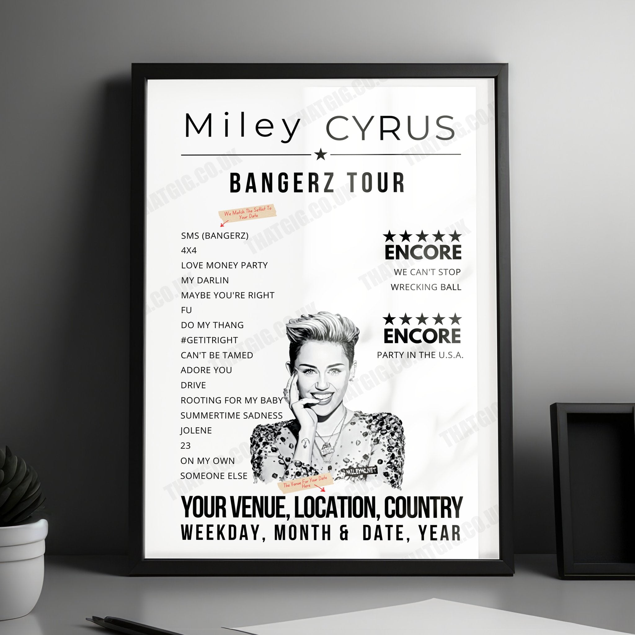 Miley Cyrus Setlist Poster - Autódromo Hermanos Rodríguez, Mexico City - November 20th, 2022