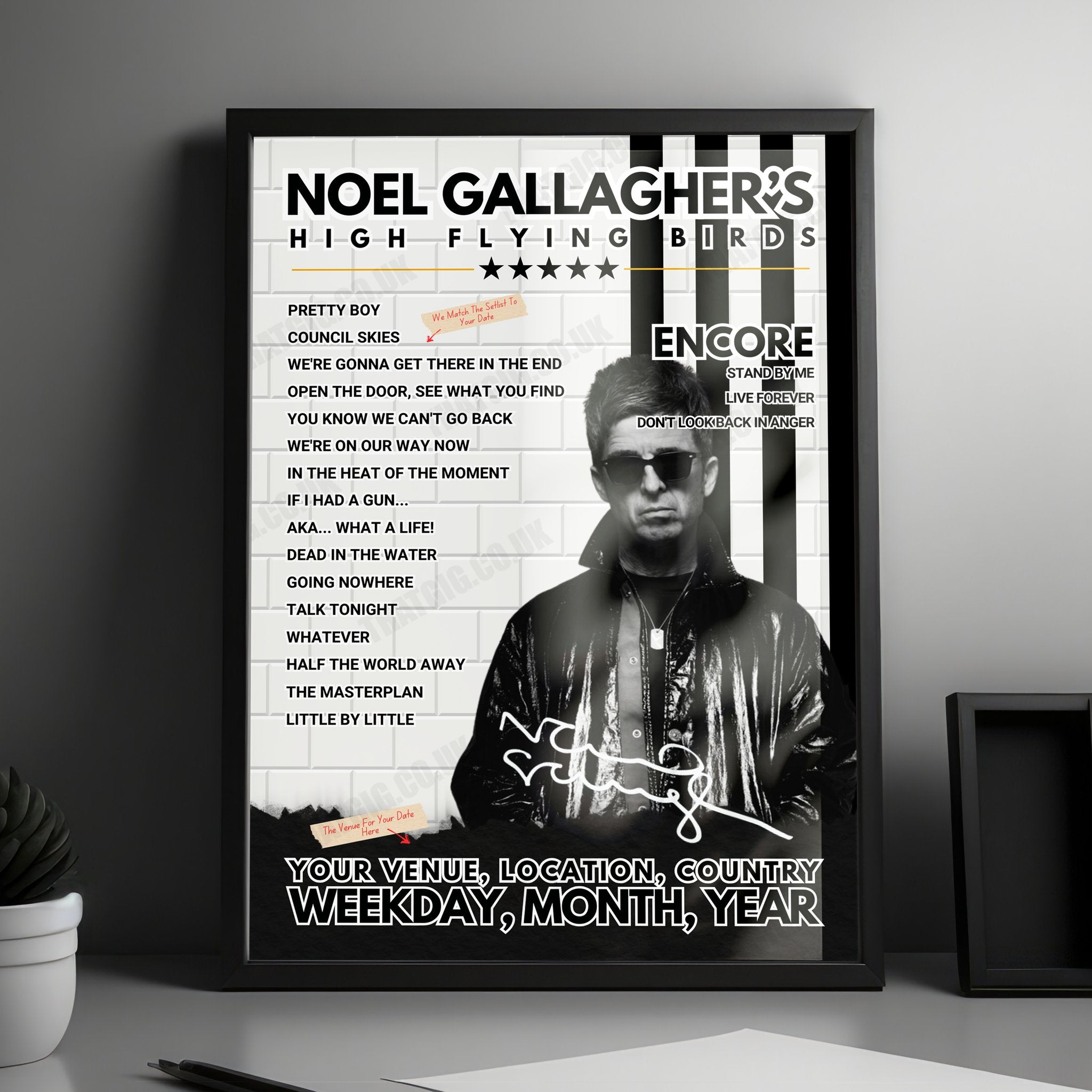 Noel Gallagher’s High Flying Birds Setlist Poster - Warwick Castle - July 21st, 2024