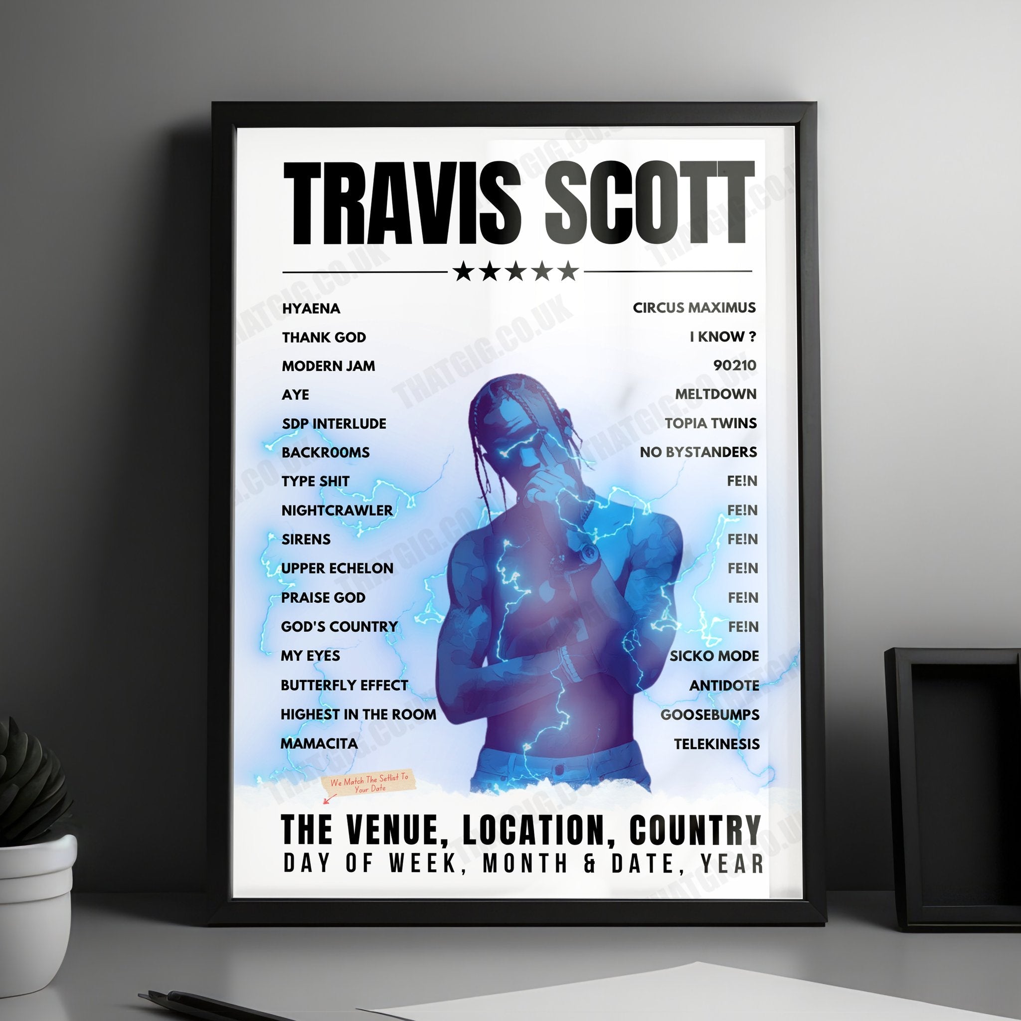 Travis Scott Setlist Poster - The O2 Arena, London, England - July 16th, 2019