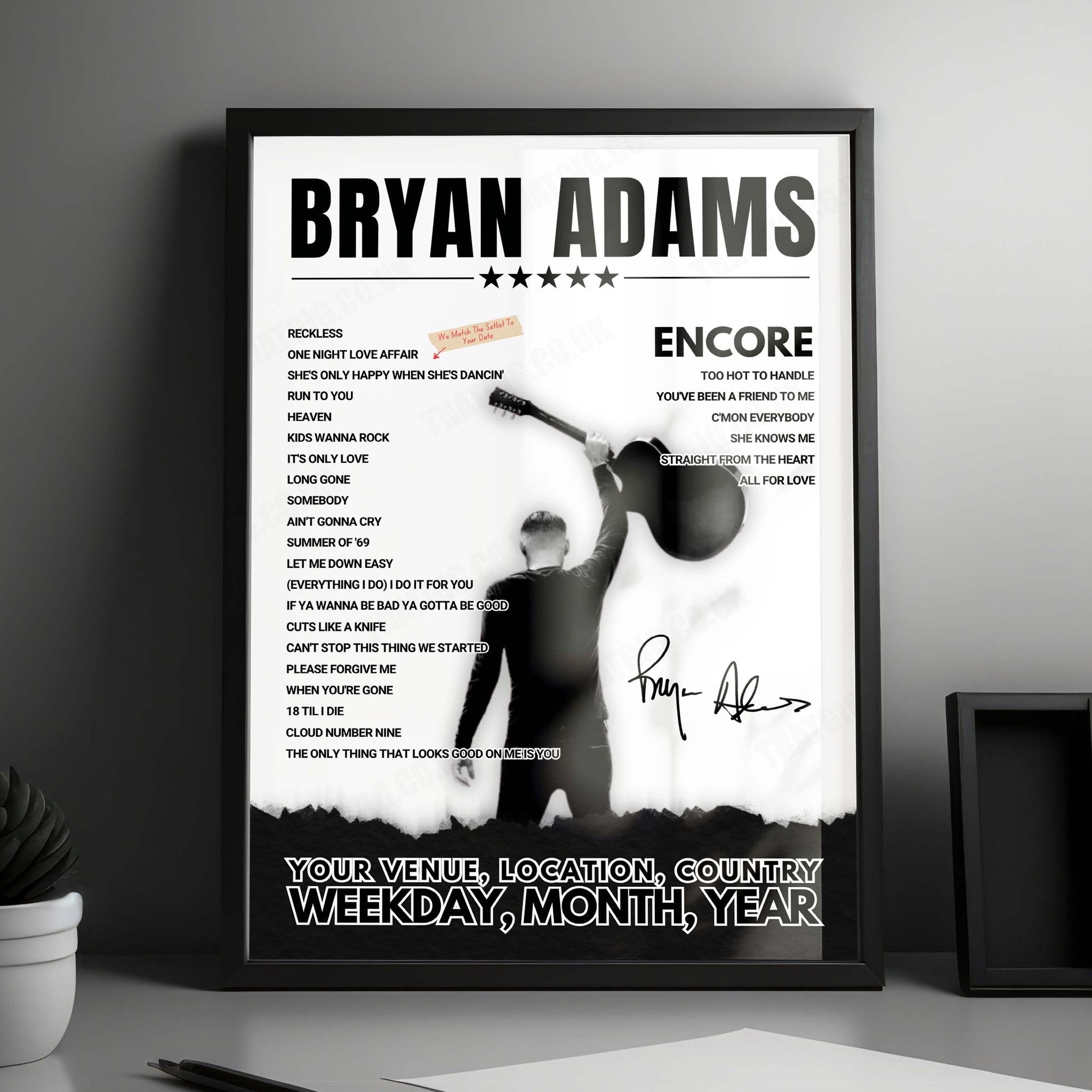 Bryan Adams Setlist Poster - Hanns-Martin-Schleyer-Halle, Stuttgart - October 9th, 2024