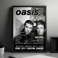 Oasis Setlist Poster - Principality Stadium, Cardiff - July 4th, 2025