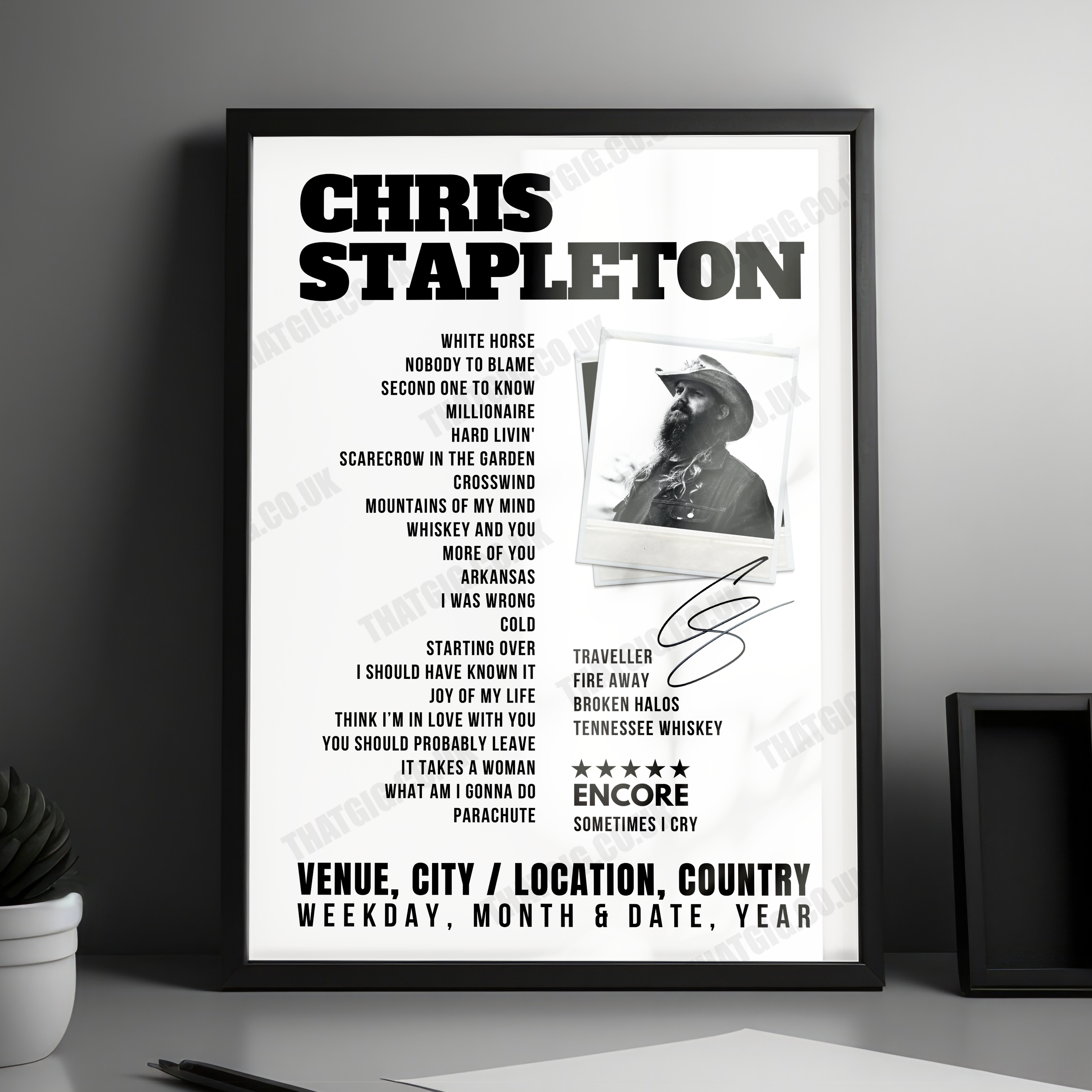 Chris Stapleton Setlist Poster - MGM Music Hall at Fenway, Boston - September 1st, 2022