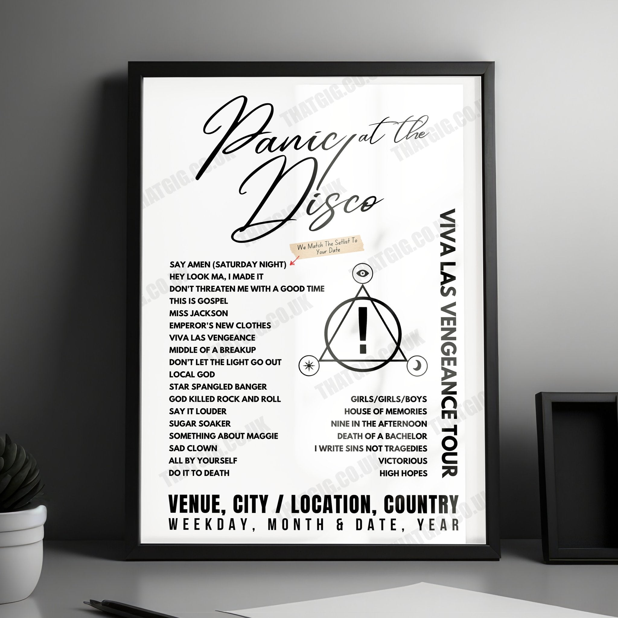 Panic! at the Disco Setlist Poster - Utilita Arena Birmingham - March 4th, 2023