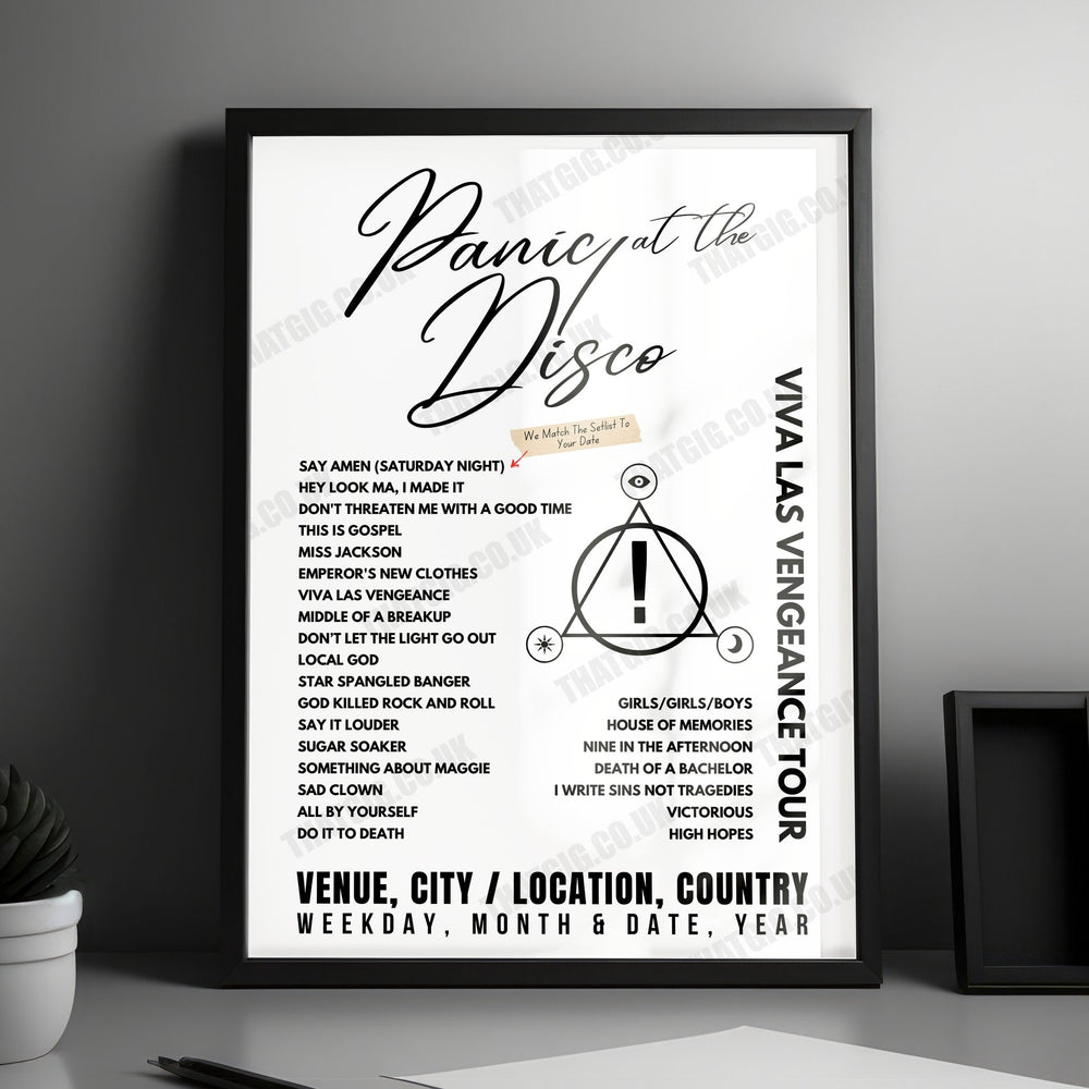 Panic! at the Disco Setlist Poster - Utilita Arena Birmingham - March 4th, 2023