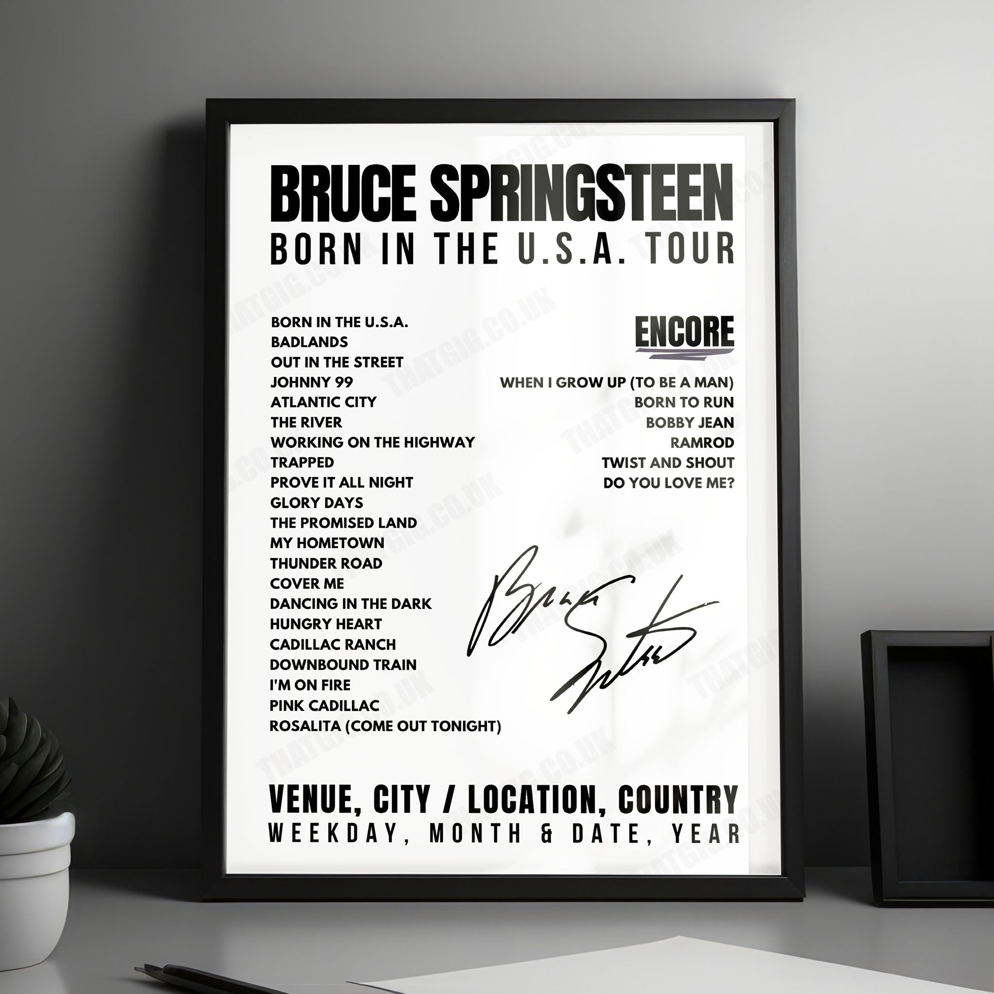 Bruce Springsteen Setlist Poster - Hampton Coliseum, Hampton - January 4th, 1985