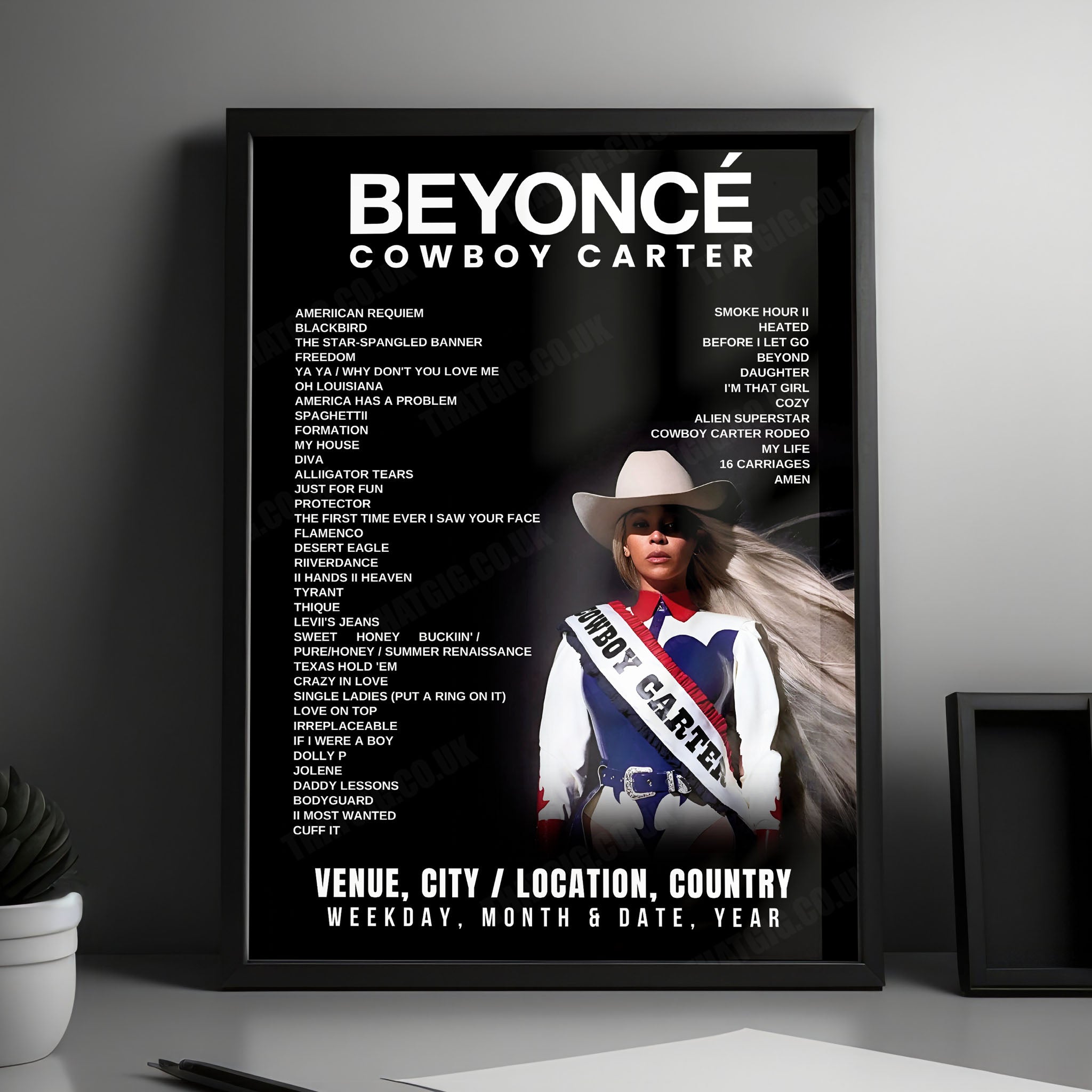 Beyoncé Setlist Poster - Mercedes-Benz Stadium, Atlanta - July 10th, 2025