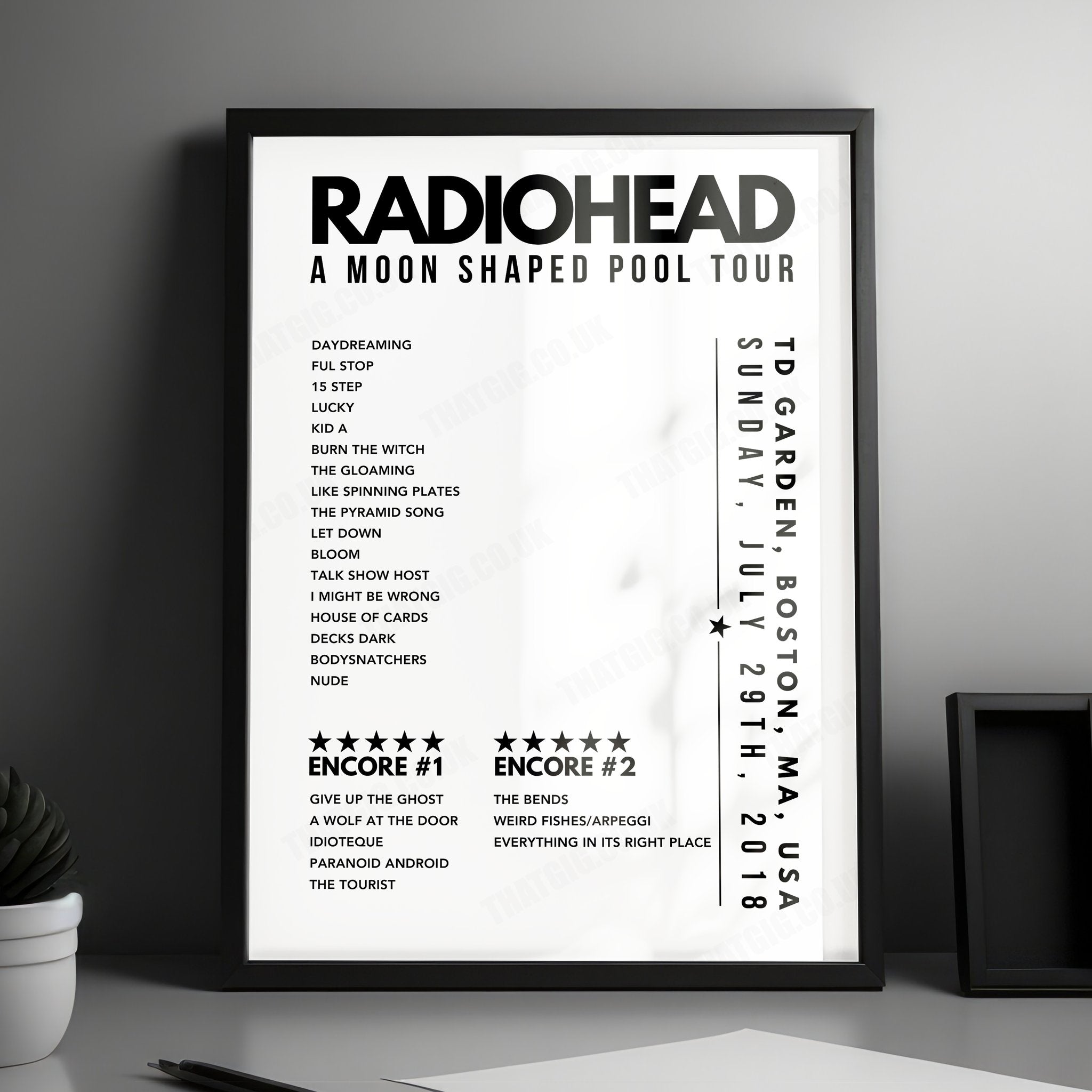Radiohead Setlist Poster - TD Garden, Boston, USA - July 29th, 2018