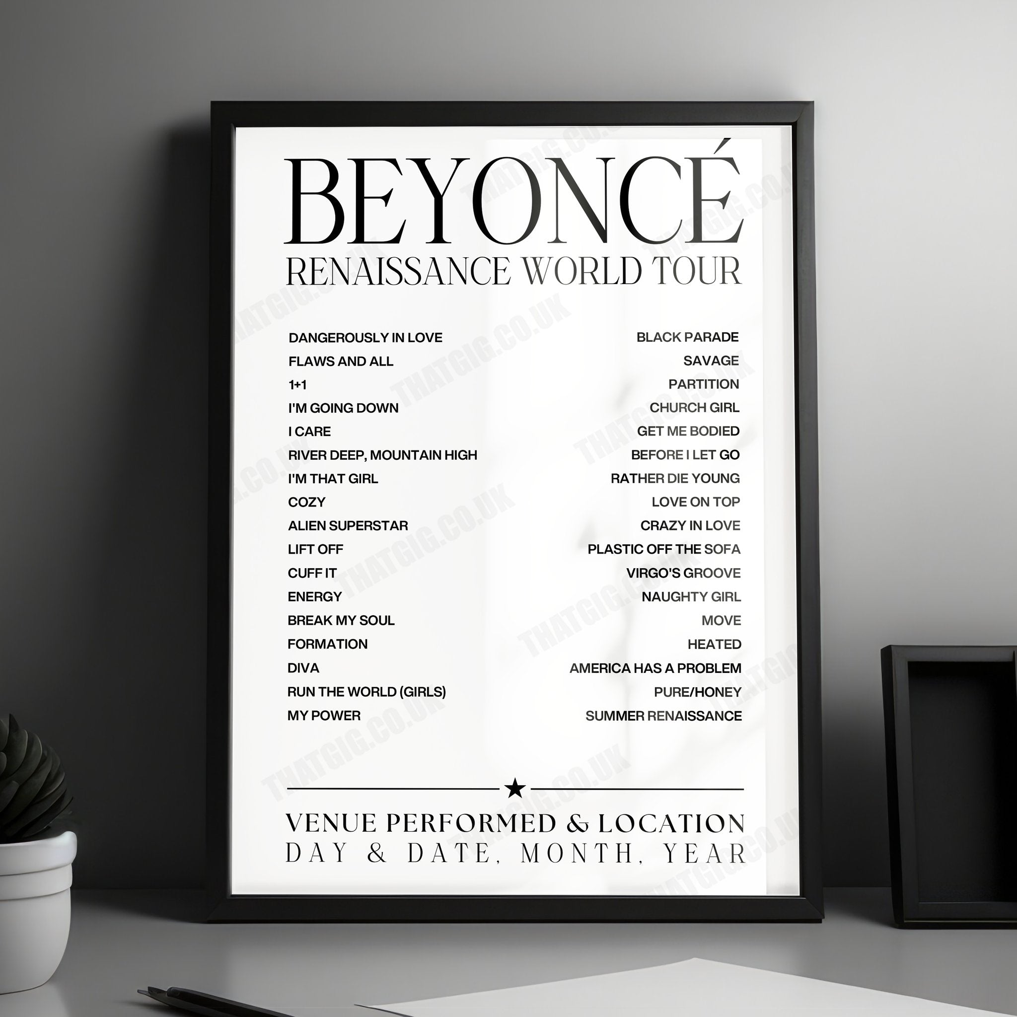 Beyoncé Setlist Poster - Huntington Bank Stadium, Minneapolis - July 20th, 2023
