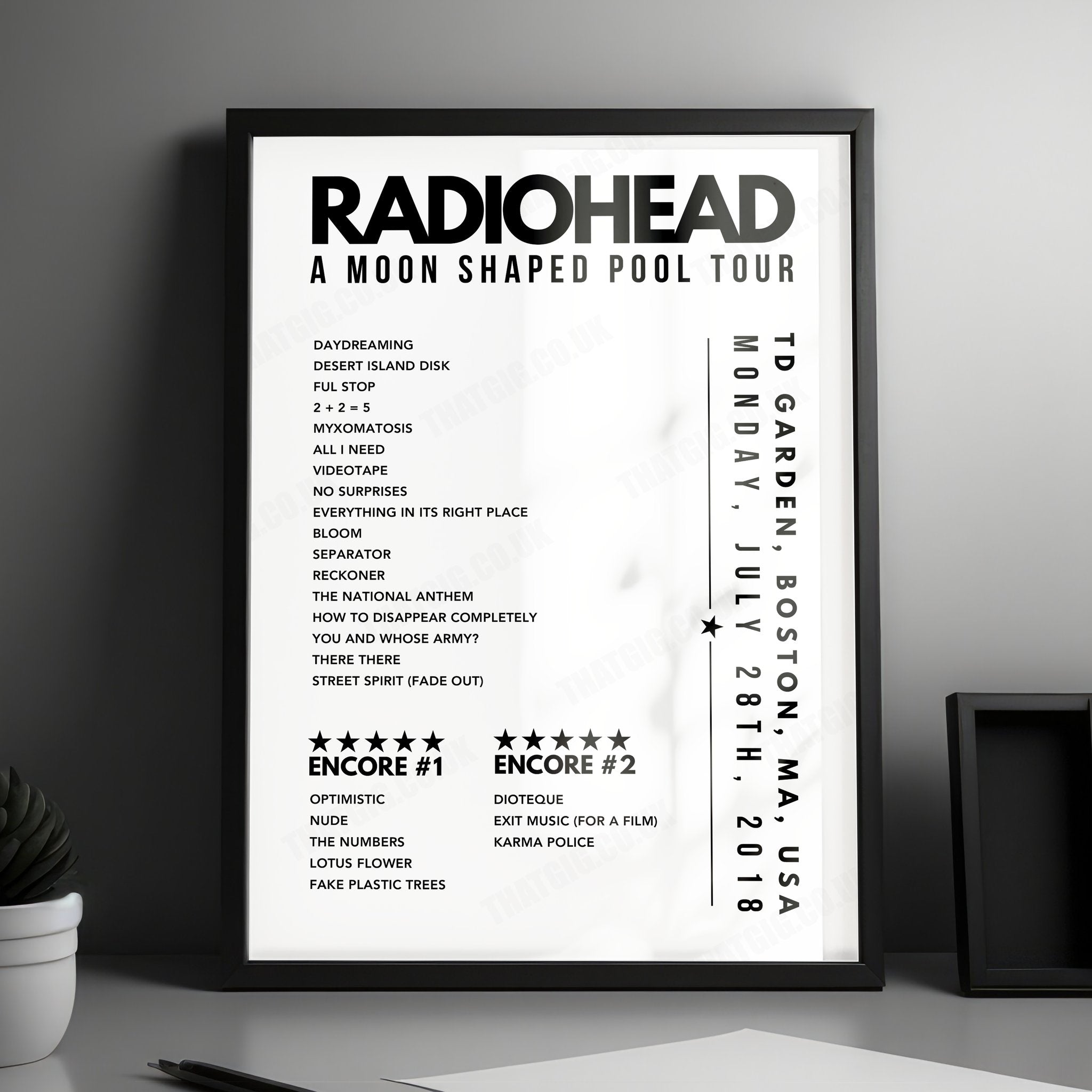 Radiohead Setlist Poster - TD Garden, Boston, USA - July 28th, 2018