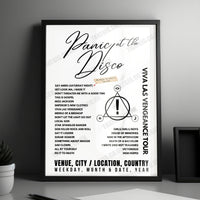 Panic! at the Disco Setlist Poster - The O2 Arena, London - March 7th, 2023