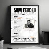 Sam Fender Setlist Poster - Fox Theater, Oakland - April 11th, 2025