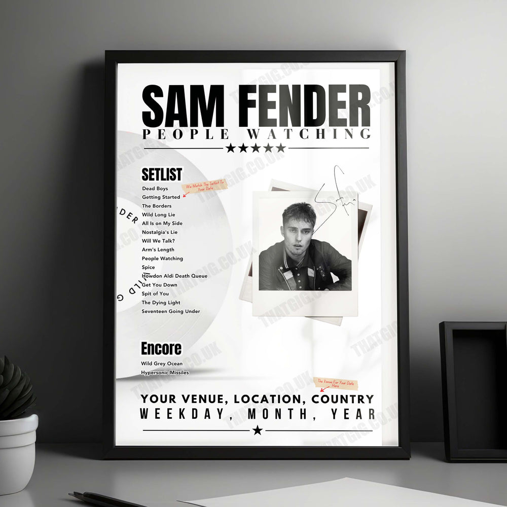 Sam Fender Setlist Poster - Vorst Nationaal / Forest National, Vorst / Forest - March 19th, 2025