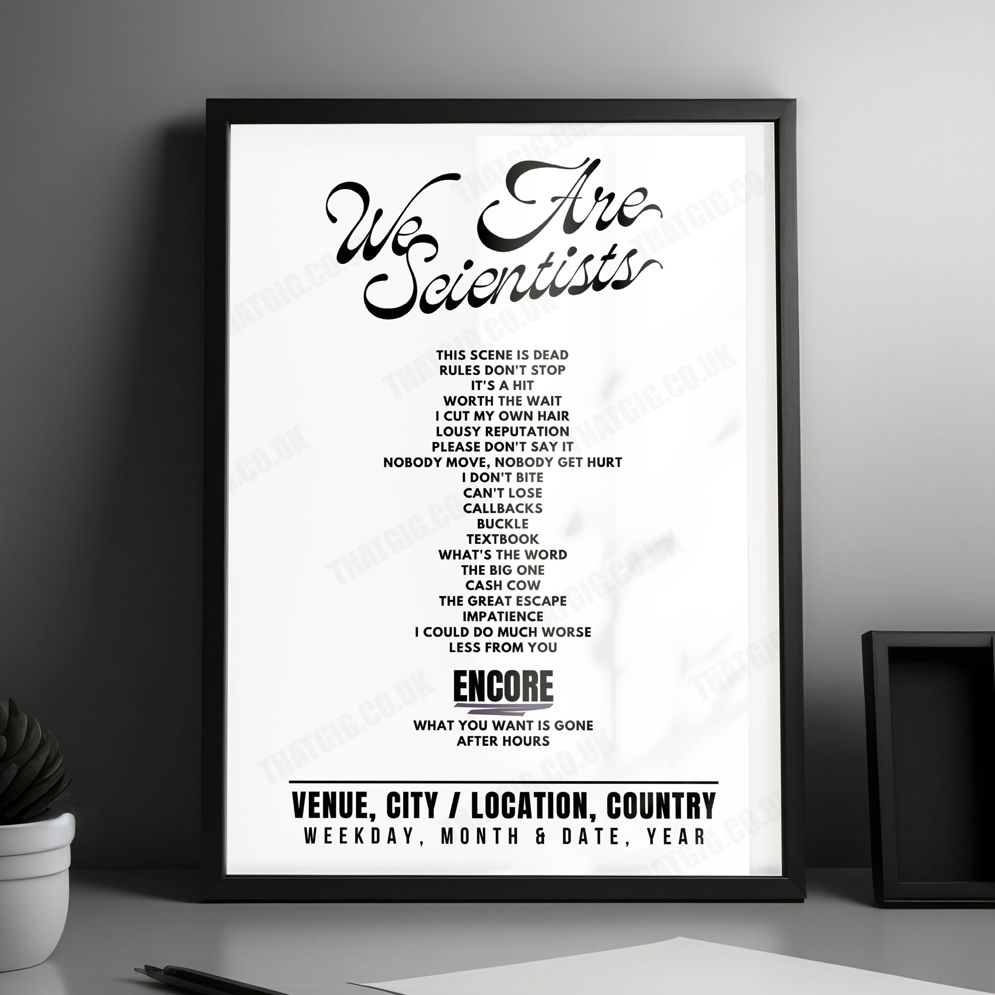 We Are Scientists Setlist Poster - La Belle Angele, Edinburgh - May 22nd, 2025