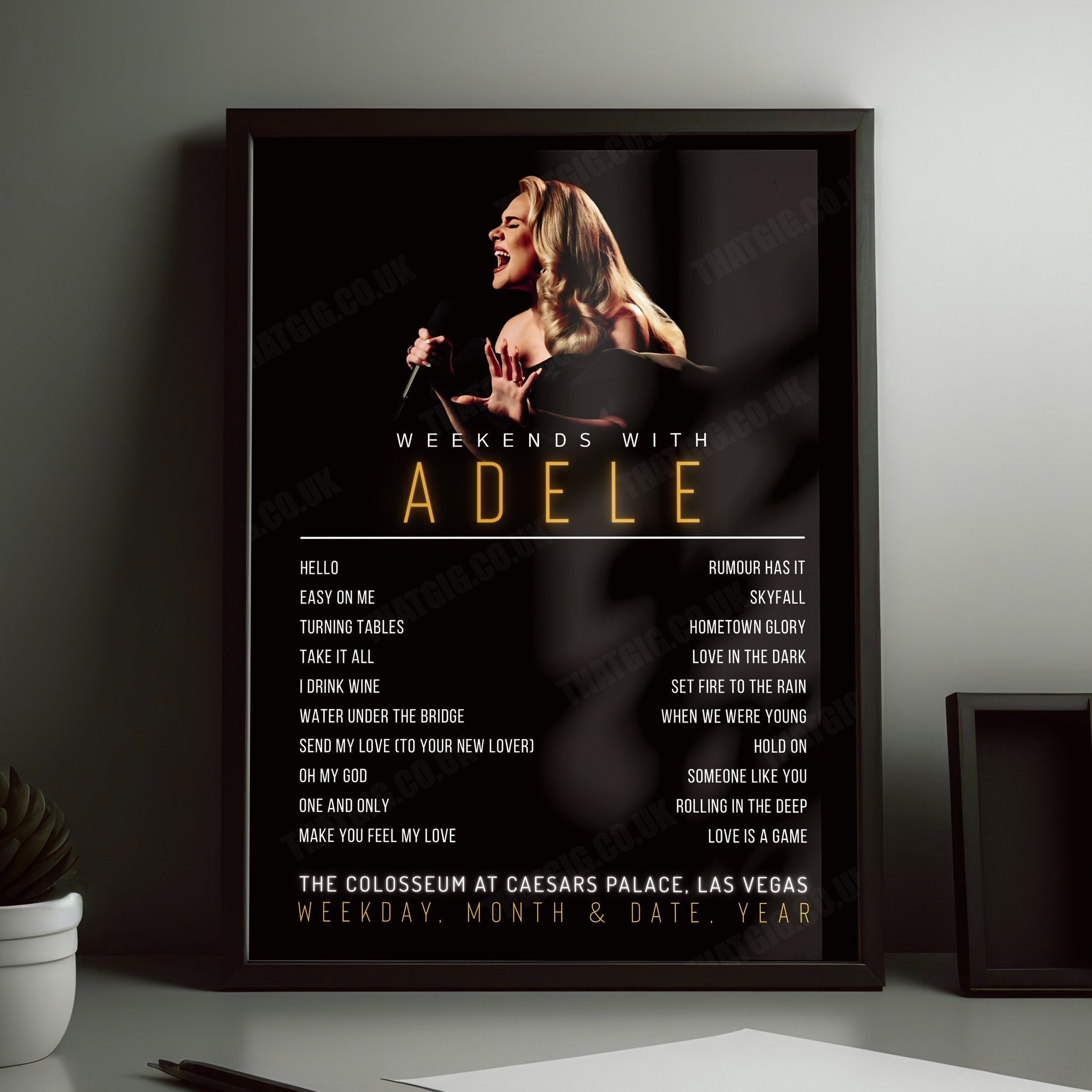Adele Setlist Poster - The Colosseum at Caesars Palace, Las Vegas - September 23rd, 2023
