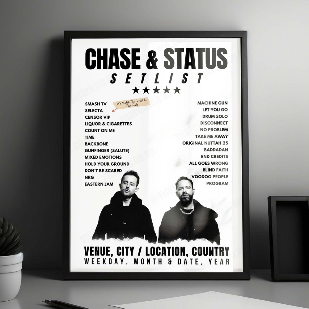 Chase & Status Setlist Poster - Roadrunner, Boston, MA, USA - June 20th, 2024