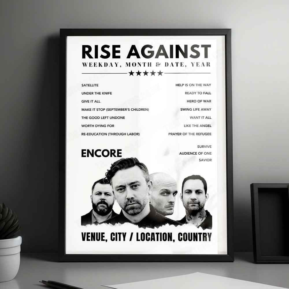 Rise Against Setlist Poster - O2 Academy Brixton London - February 6th, 2025