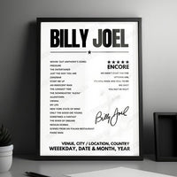 Billy Joel Setlist Poster - Madison Square Garden - October 20th, 2023