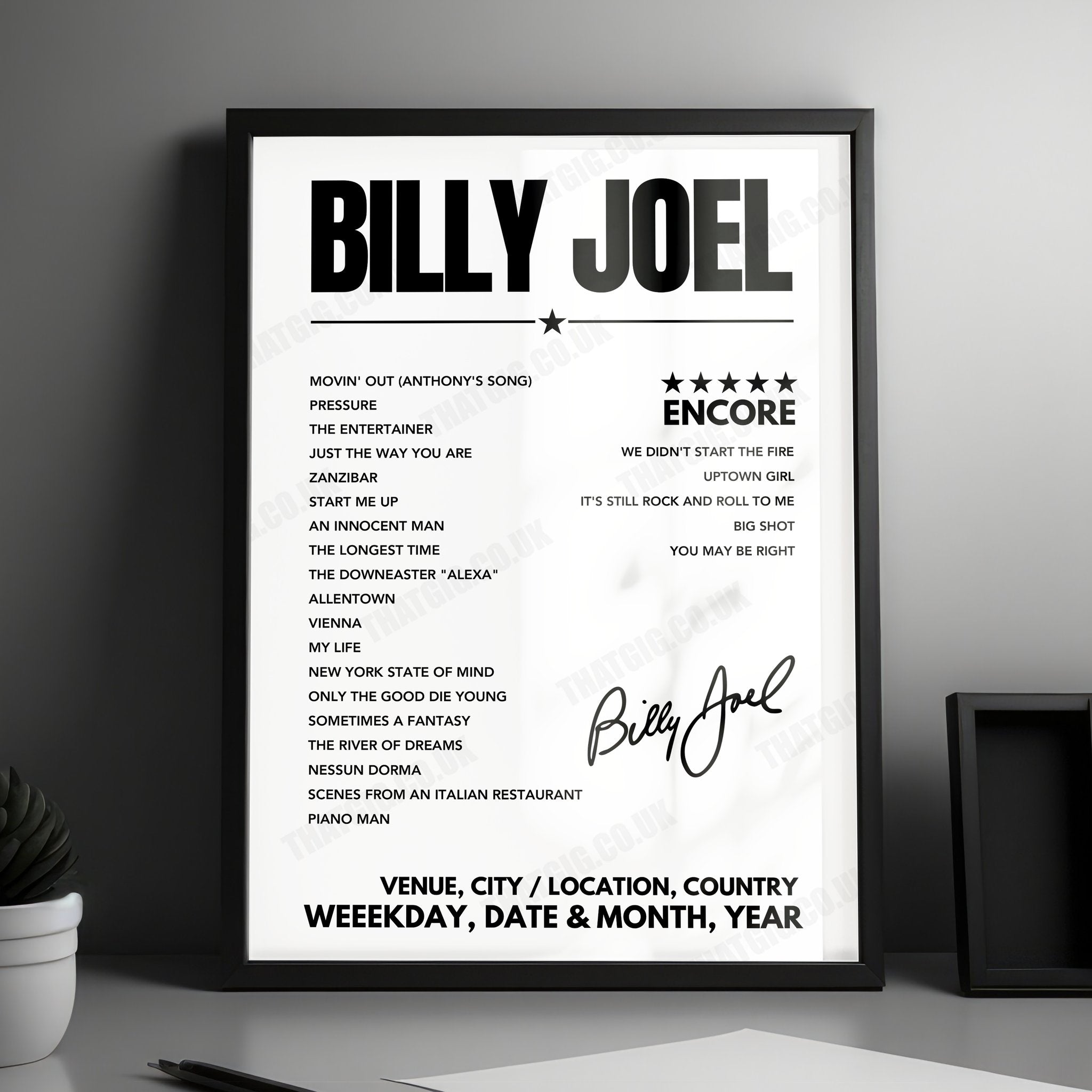 Billy Joel Setlist Poster - Madison Square Garden - July 25, 2024