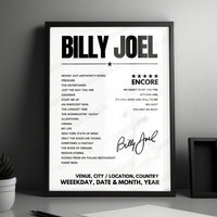 Billy Joel Setlist Poster - Madison Square Garden - July 25, 2024
