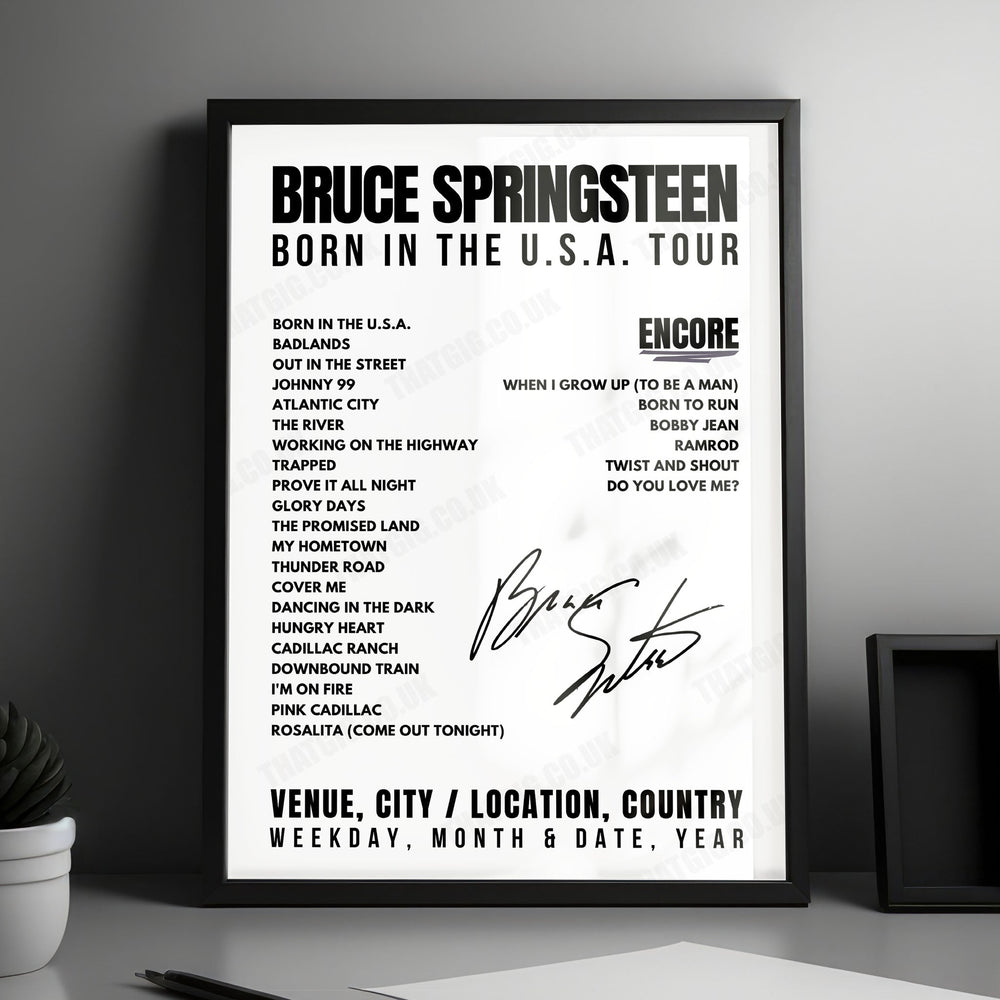 Bruce Springsteen Setlist Poster - Sydney Entertainment Centre, Sydney - March 28th, 1985