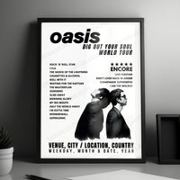 Oasis Setlist Poster - Cape Town Ostrich Ranch, Philadelphia - April 13th, 2009