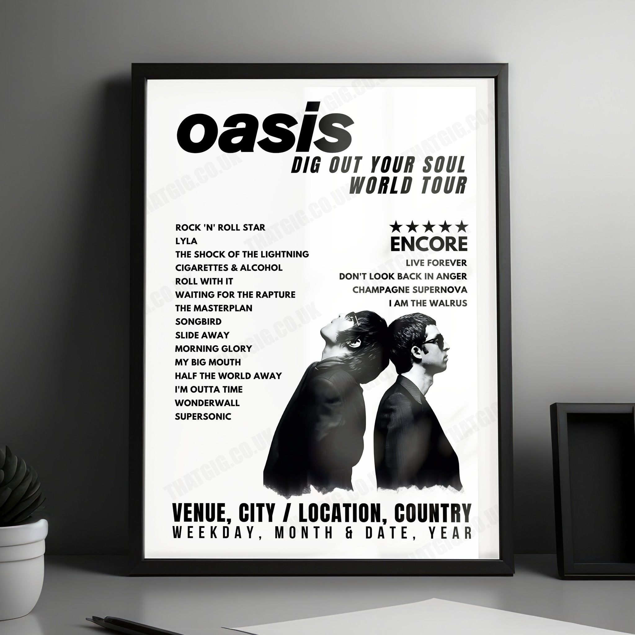 Oasis Setlist Poster - Patriot Center, Fairfax - December 20th, 2008