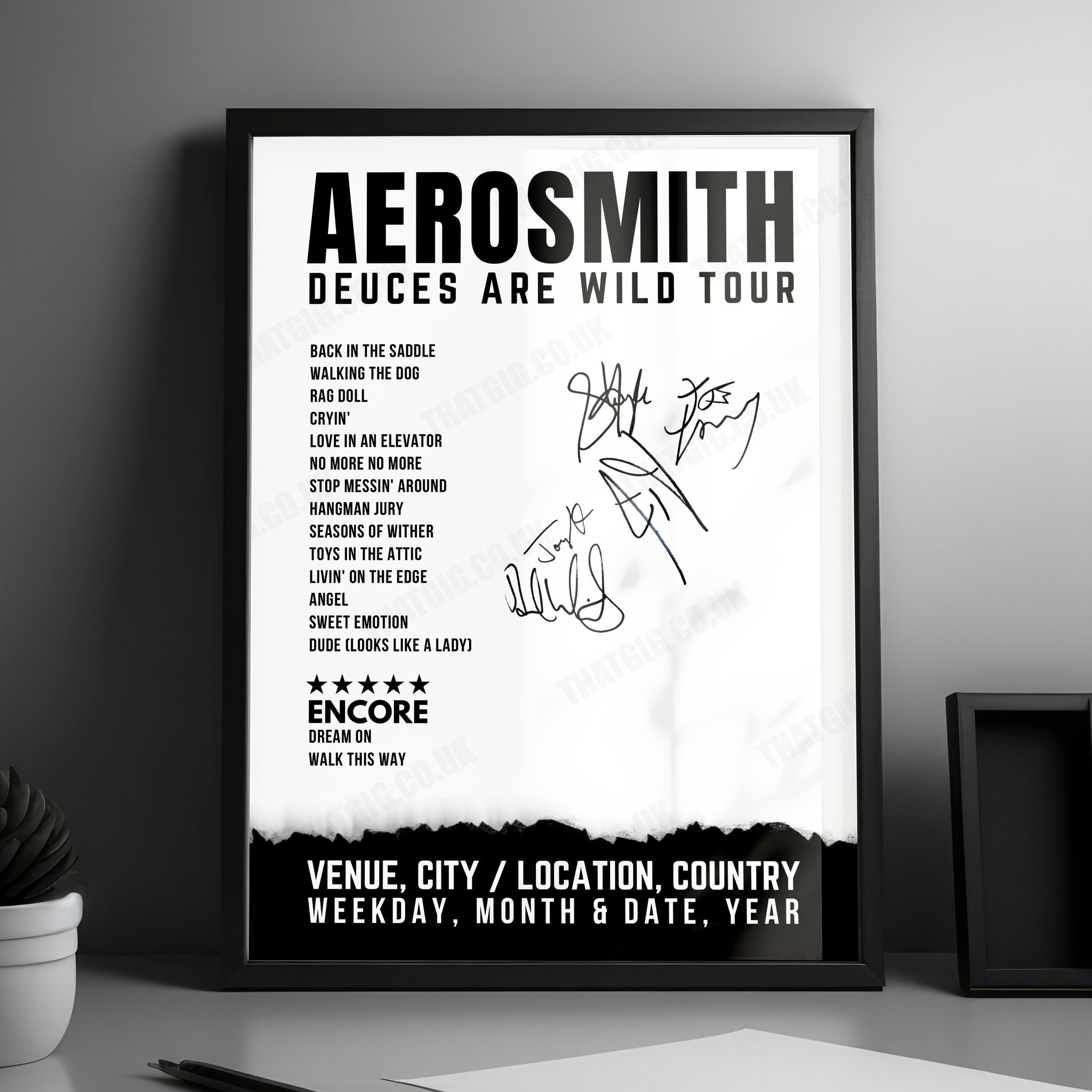 Aerosmith Setlist Poster - Park Theater at Park MGM, Las Vegas - February 10th, 2020