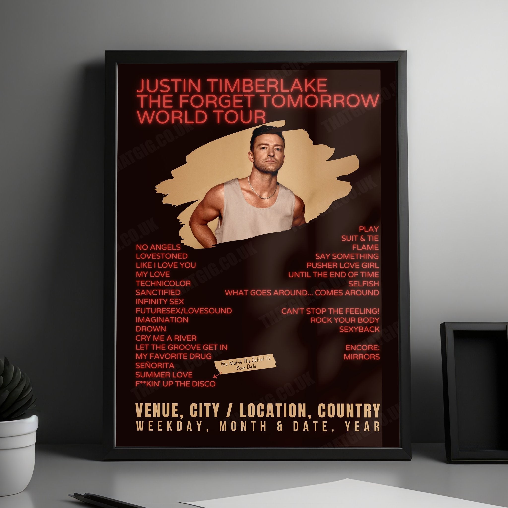 Justin Timberlake Setlist Poster - American Airlines Center, Dallas, TX, USA - December 6th, 2024