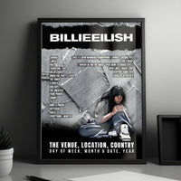 Billie Eilish Setlist Poster - Climate Pledge Arena, Seattle - December 6th, 2024