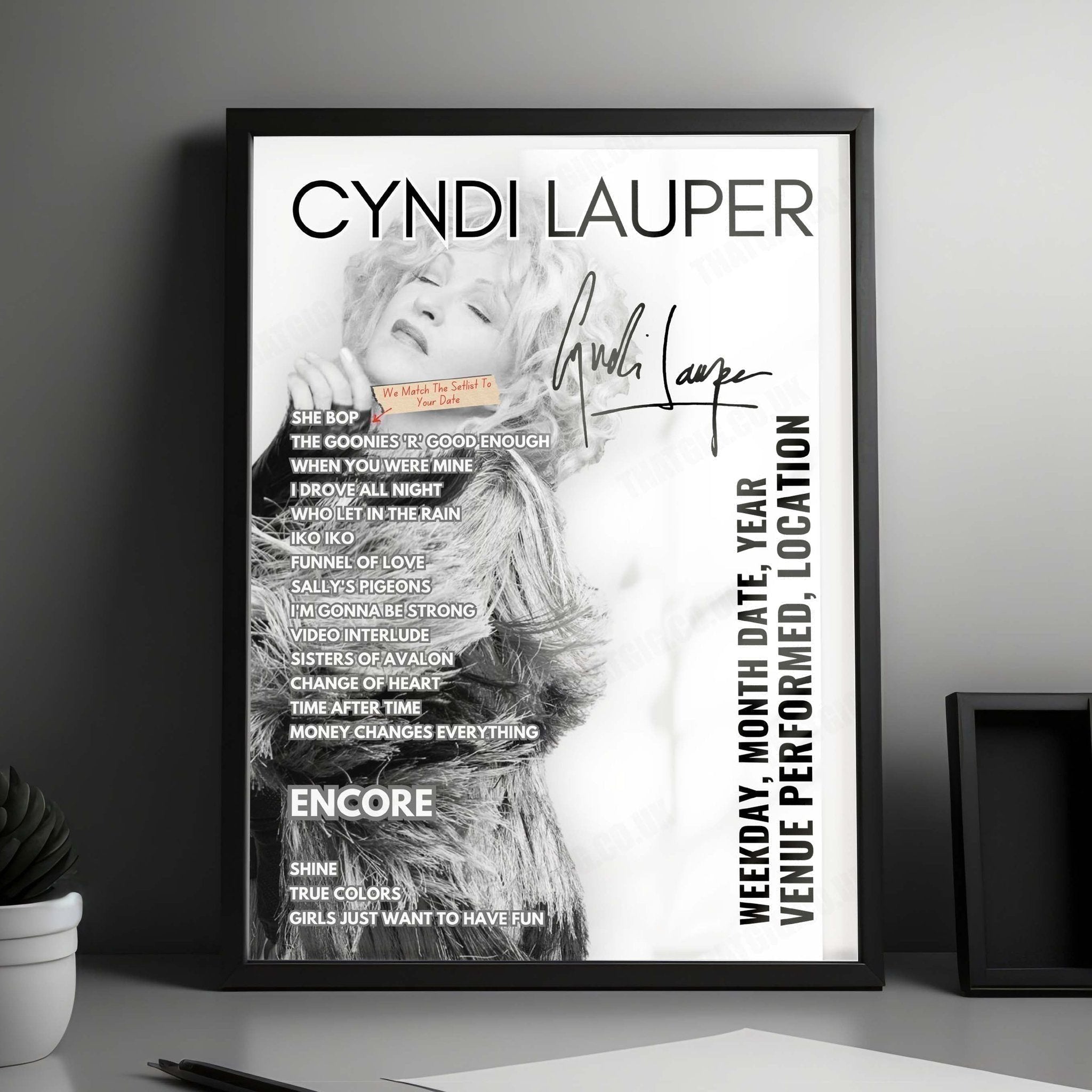 Cyndi Lauper Setlist Poster - Amalie Arena Tampa - November 6th, 2024