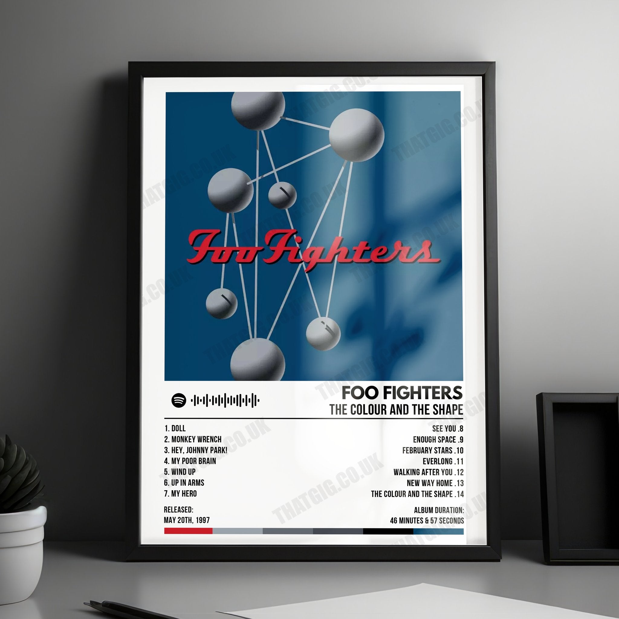 Foo Fighters "The Colour and the Shape" Album Cover Poster - with Complete Tracklist