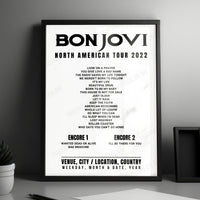 Bon Jovi Setlist Poster - PNC Arena, Raleigh - April 9th, 2022