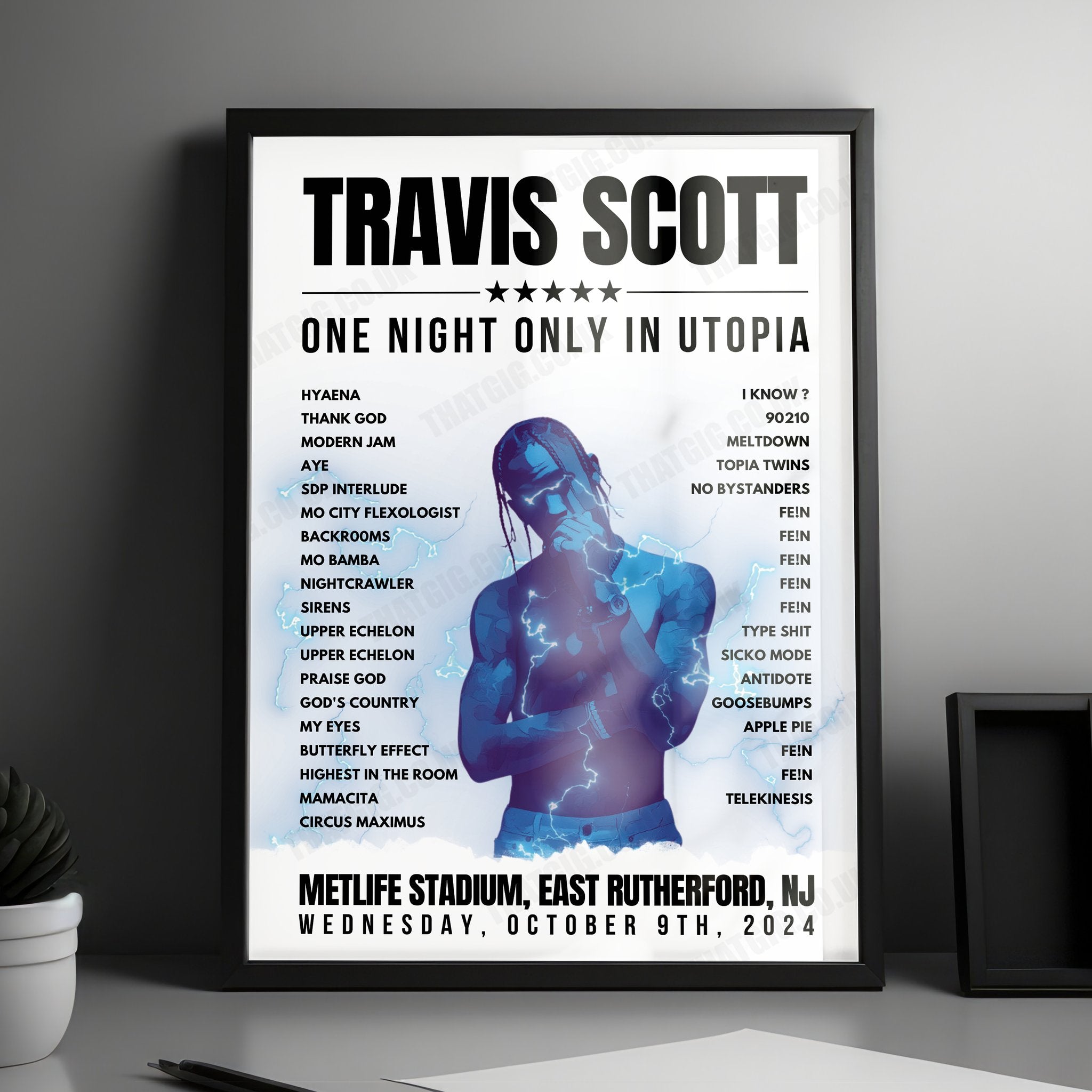 Travis Scott Setlist Poster - MetLife Stadium, East Rutherford, USA - October 9th, 2024