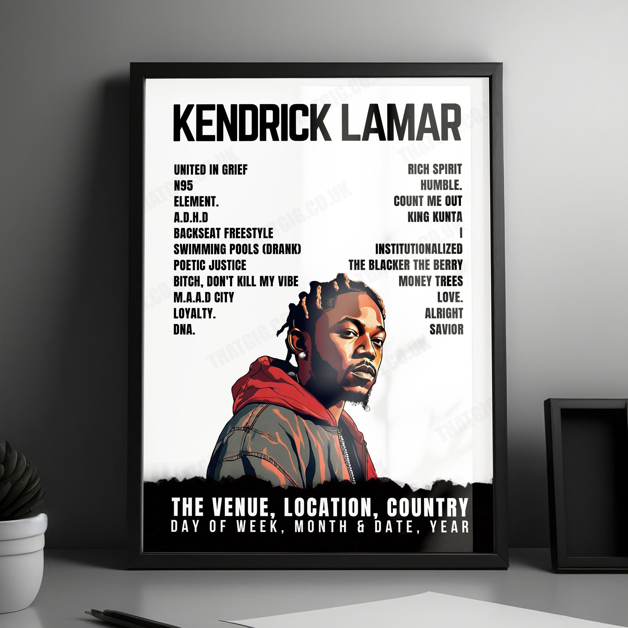 Kendrick Lamar Setlist Poster - Parc Rocourt, Liège - July 6th, 2023