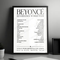 Beyoncé Setlist Poster - SoFi Stadium, Inglewood - September 2nd, 2023