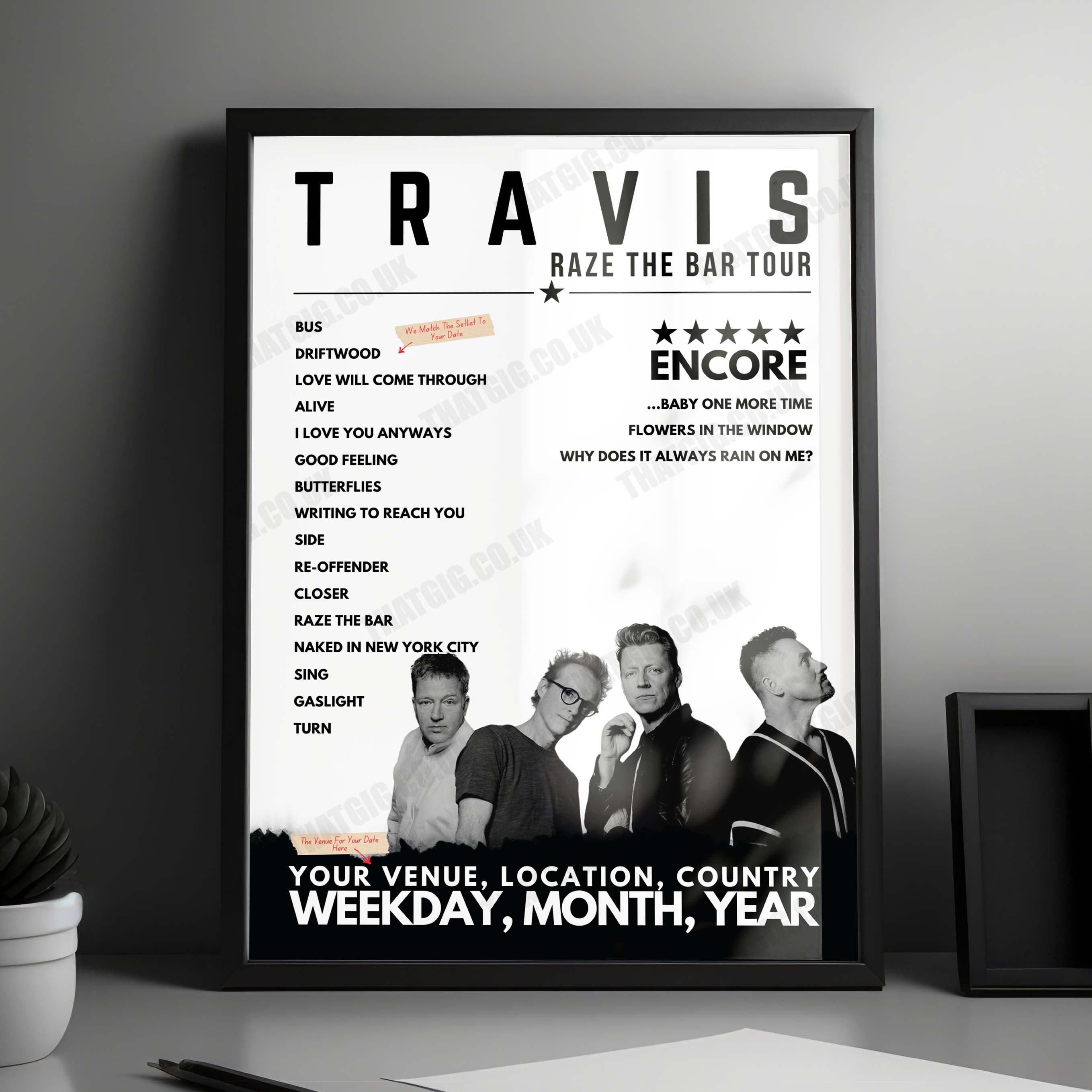 Travis Setlist Poster - Civic Hall, Wolverhampton  - December 9th, 2024