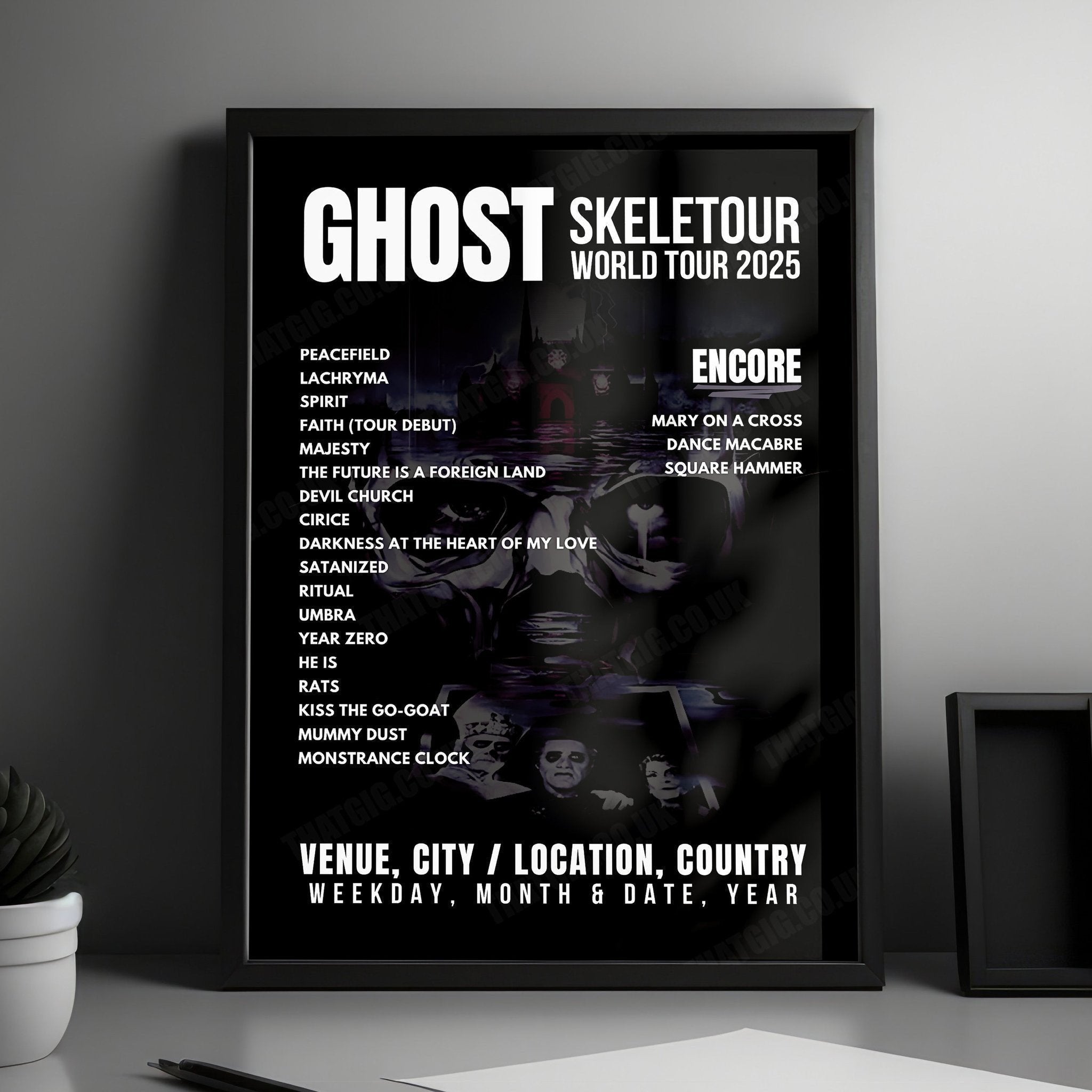 Ghost Setlist Poster - The O2 Arena, London - April 19th, 2025