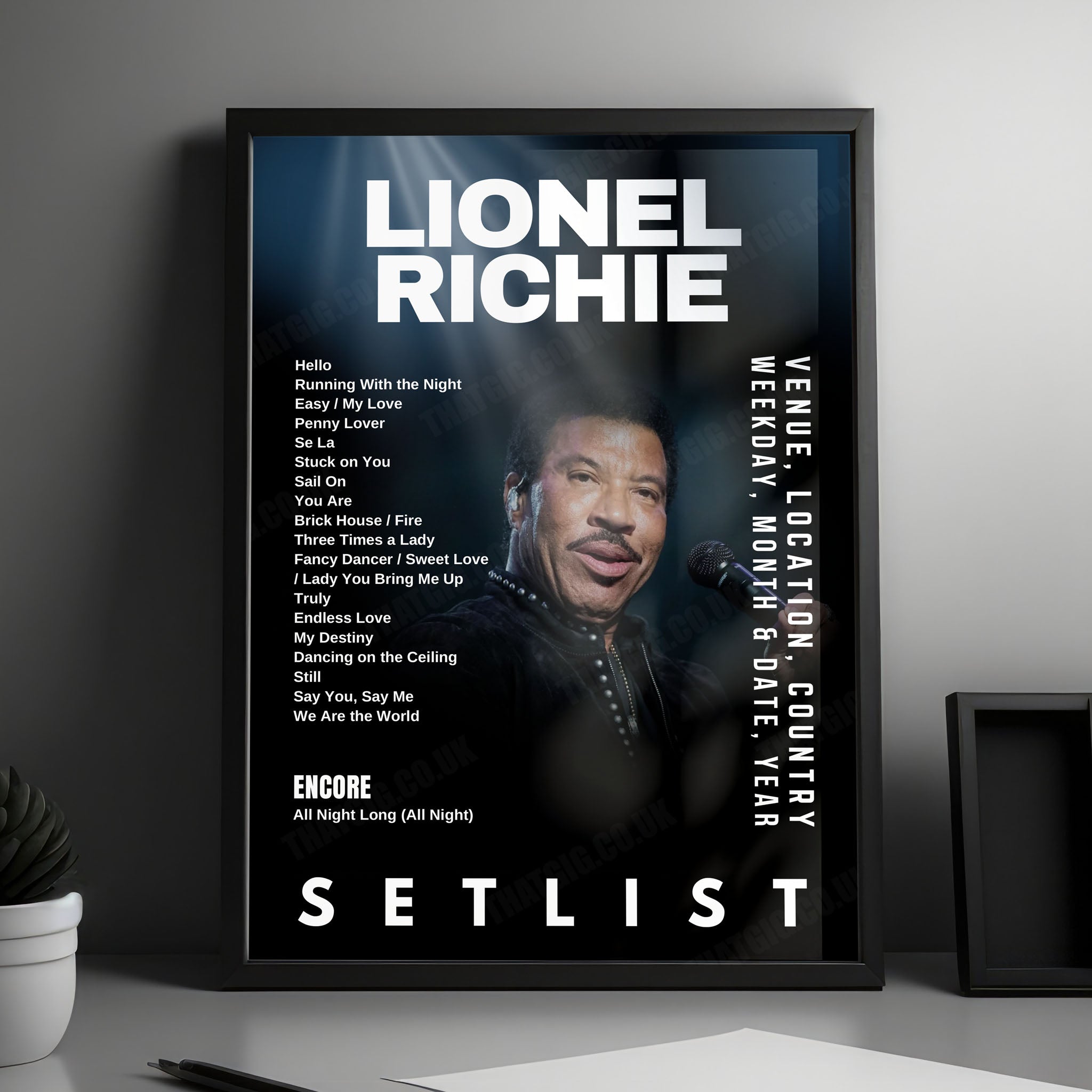 Lionel Richie Setlist Poster - The O2 Arena, London - June 6th, 2025