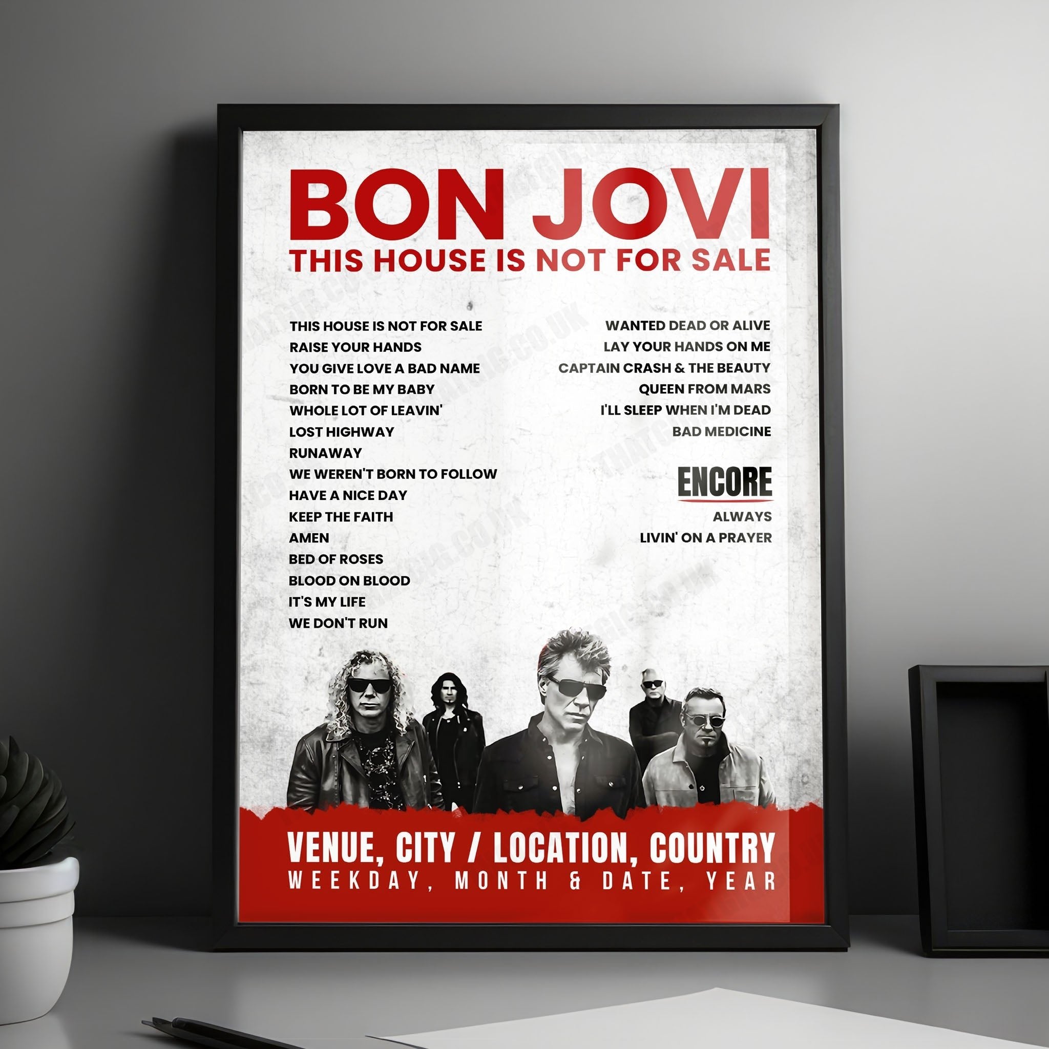 Bon Jovi Setlist Poster - Estadio Vélez Sarsfield, Buenos Aires - September 16th, 2017