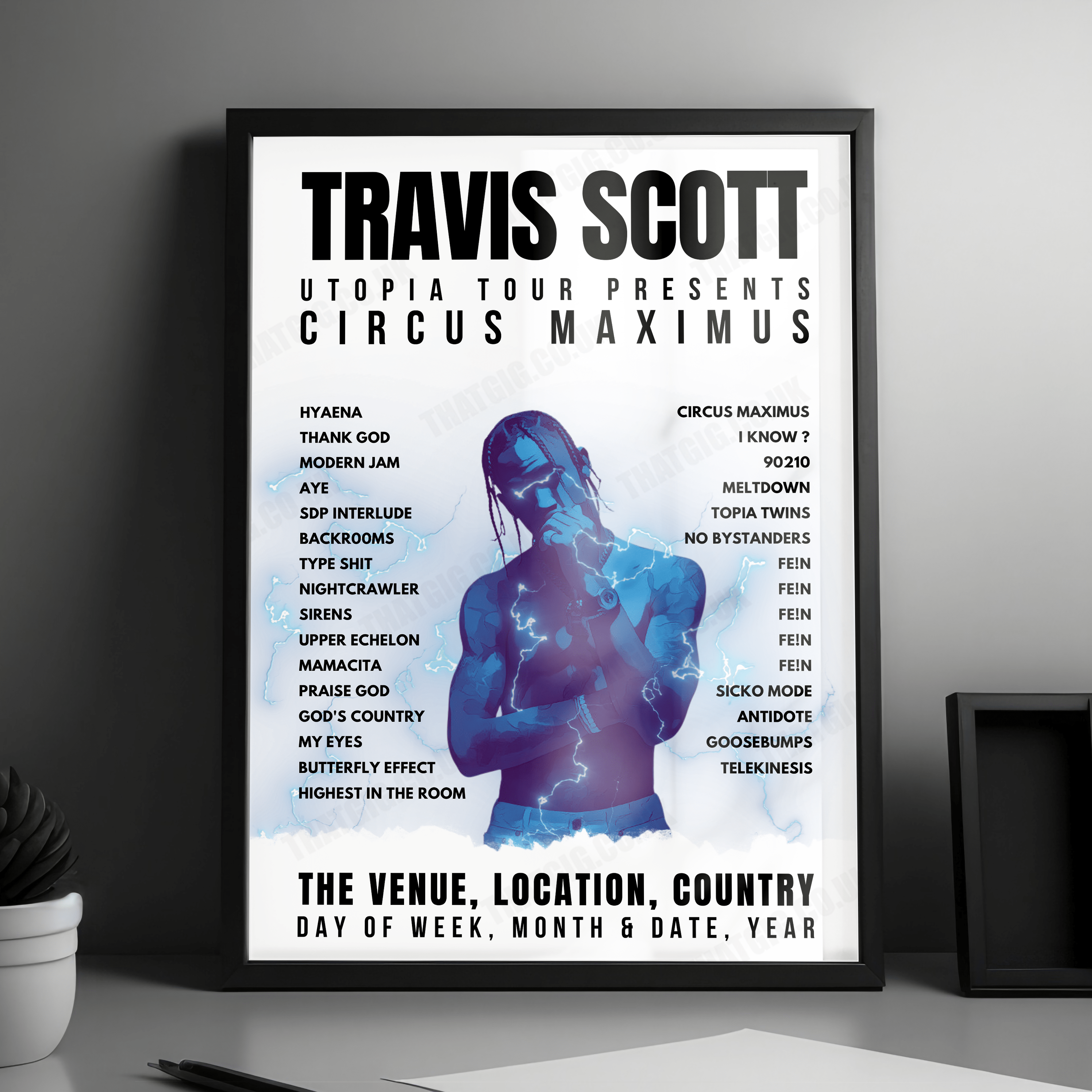 Travis Scott Setlist Poster - Ball Arena, Denver - October 22nd, 2023