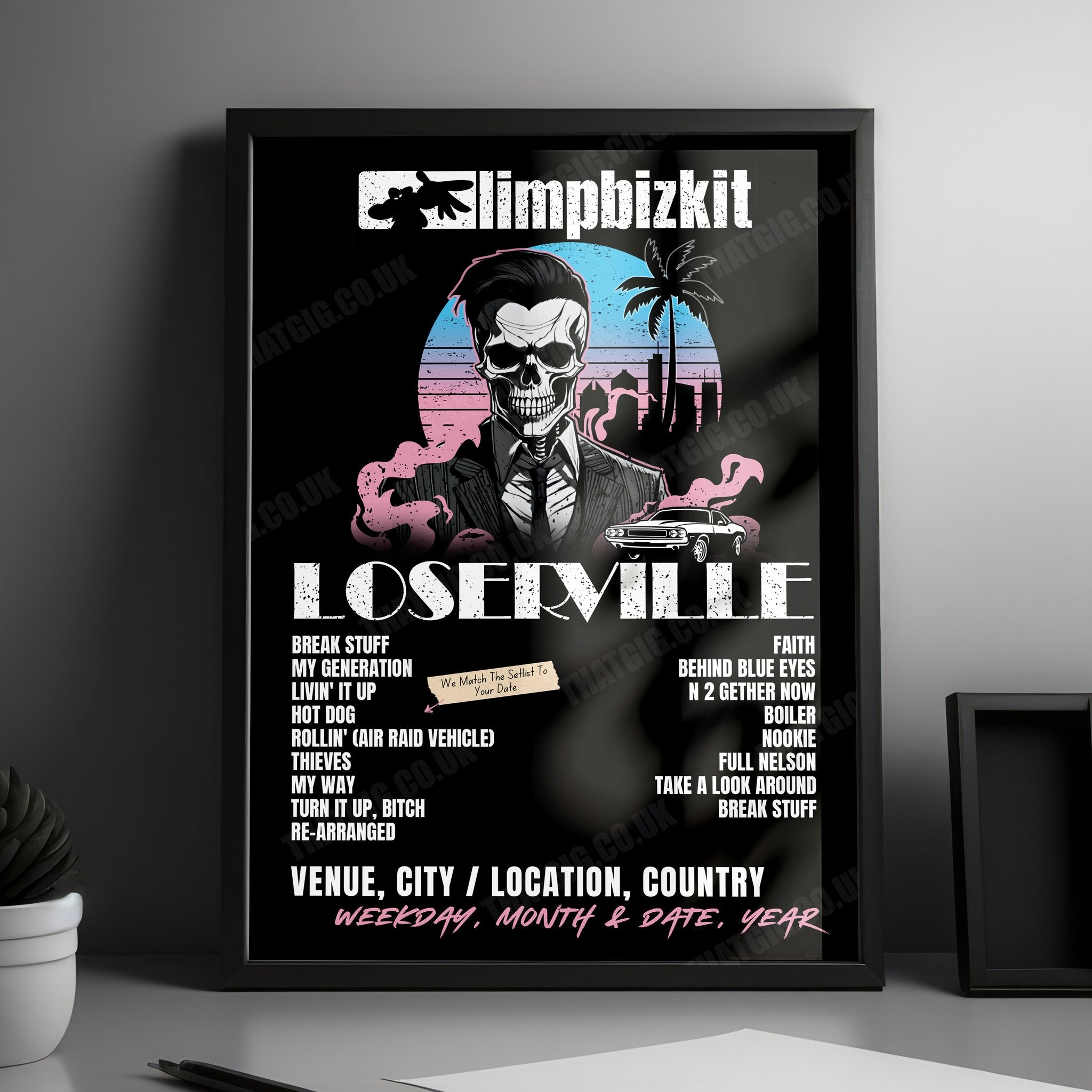 Limp Bizkit Setlist Poster - Credit Union 1 Amphitheatre, Tinley Park, IL, USA - July 20th, 2024