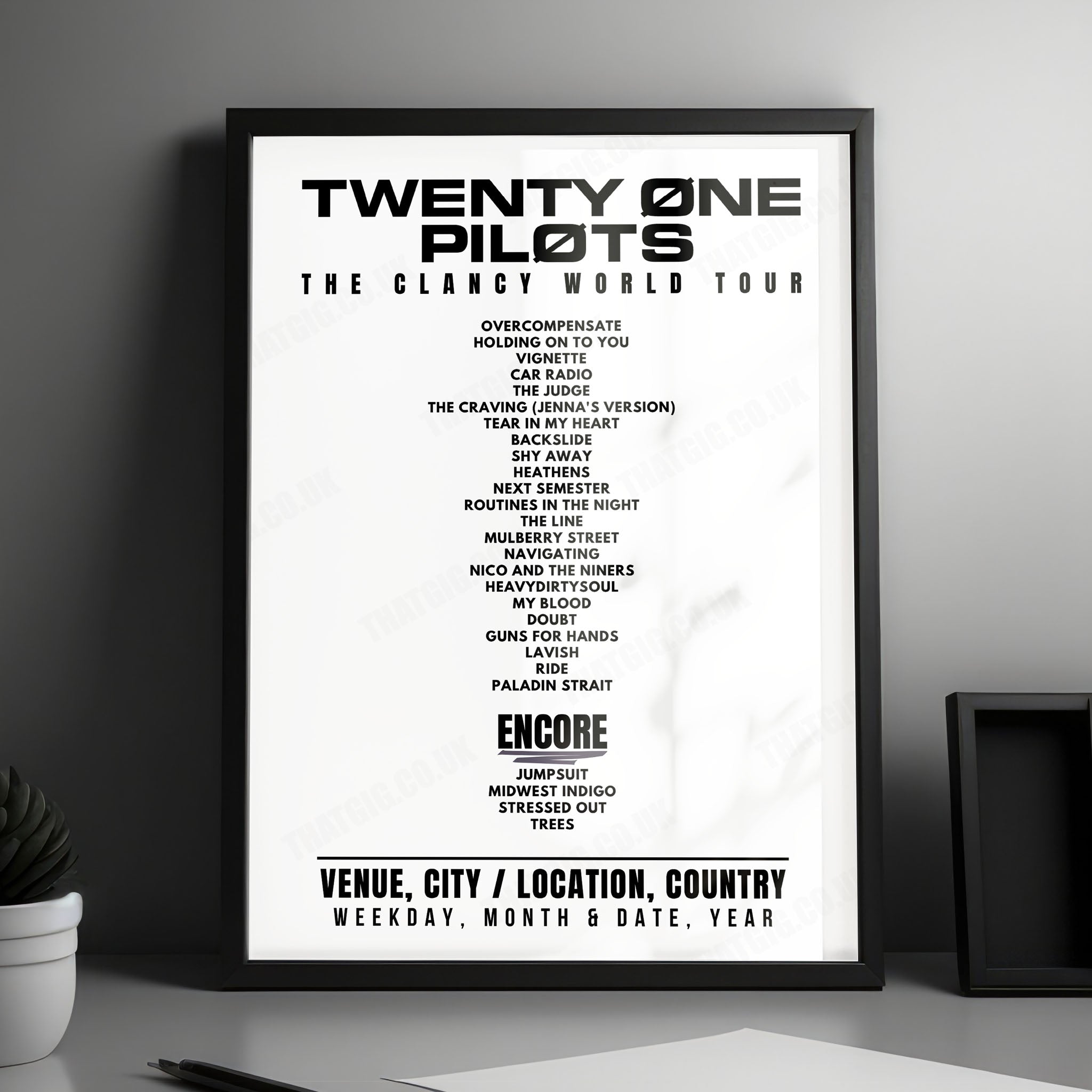 twenty one pilots Setlist Poster - O2 arena, Prague - April 12th, 2025